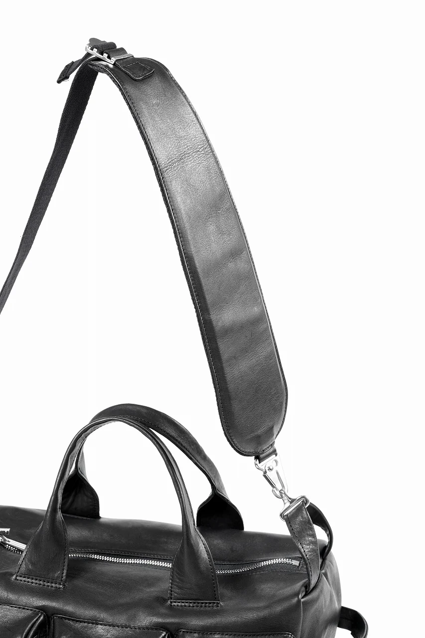 Portaille GP22 MILITARY BOSTON BAG / ROMA SOFT TANNED HORSE LEATHER (DEEP BLACK) - Image 13