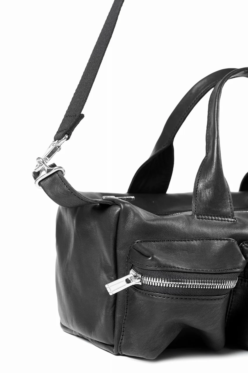 Portaille GP22 MILITARY BOSTON BAG / ROMA SOFT TANNED HORSE LEATHER (DEEP BLACK) - Image 14