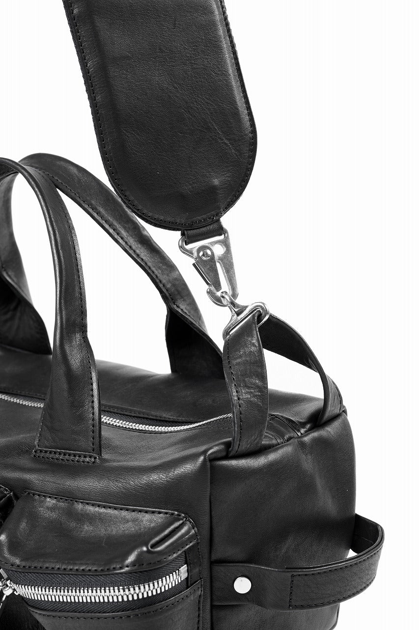 Portaille GP22 MILITARY BOSTON BAG / ROMA SOFT TANNED HORSE LEATHER (DEEP BLACK) - Image 15