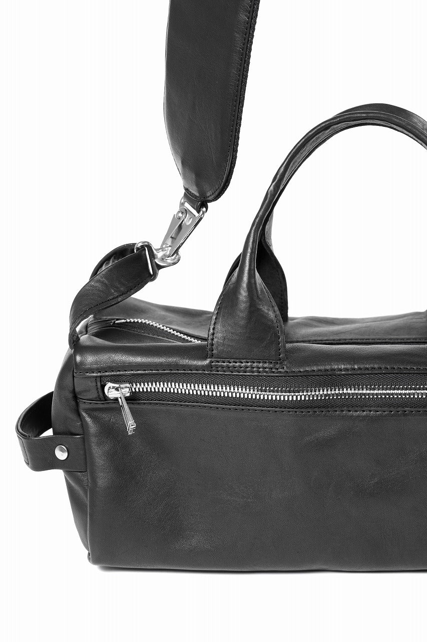 Portaille GP22 MILITARY BOSTON BAG / ROMA SOFT TANNED HORSE LEATHER (DEEP BLACK) - Image 16