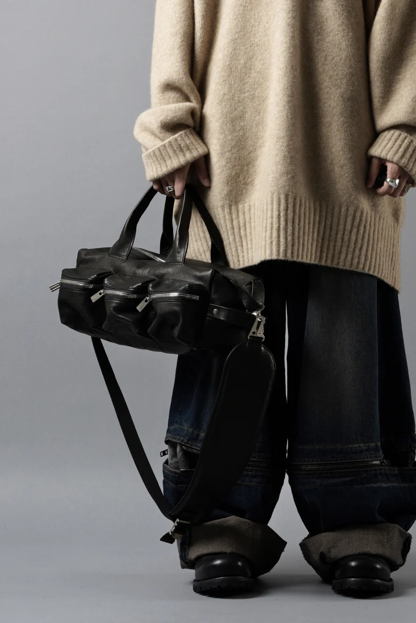 Portaille GP22 MILITARY BOSTON BAG / ROMA SOFT TANNED HORSE LEATHER (DEEP BLACK) - Image 20