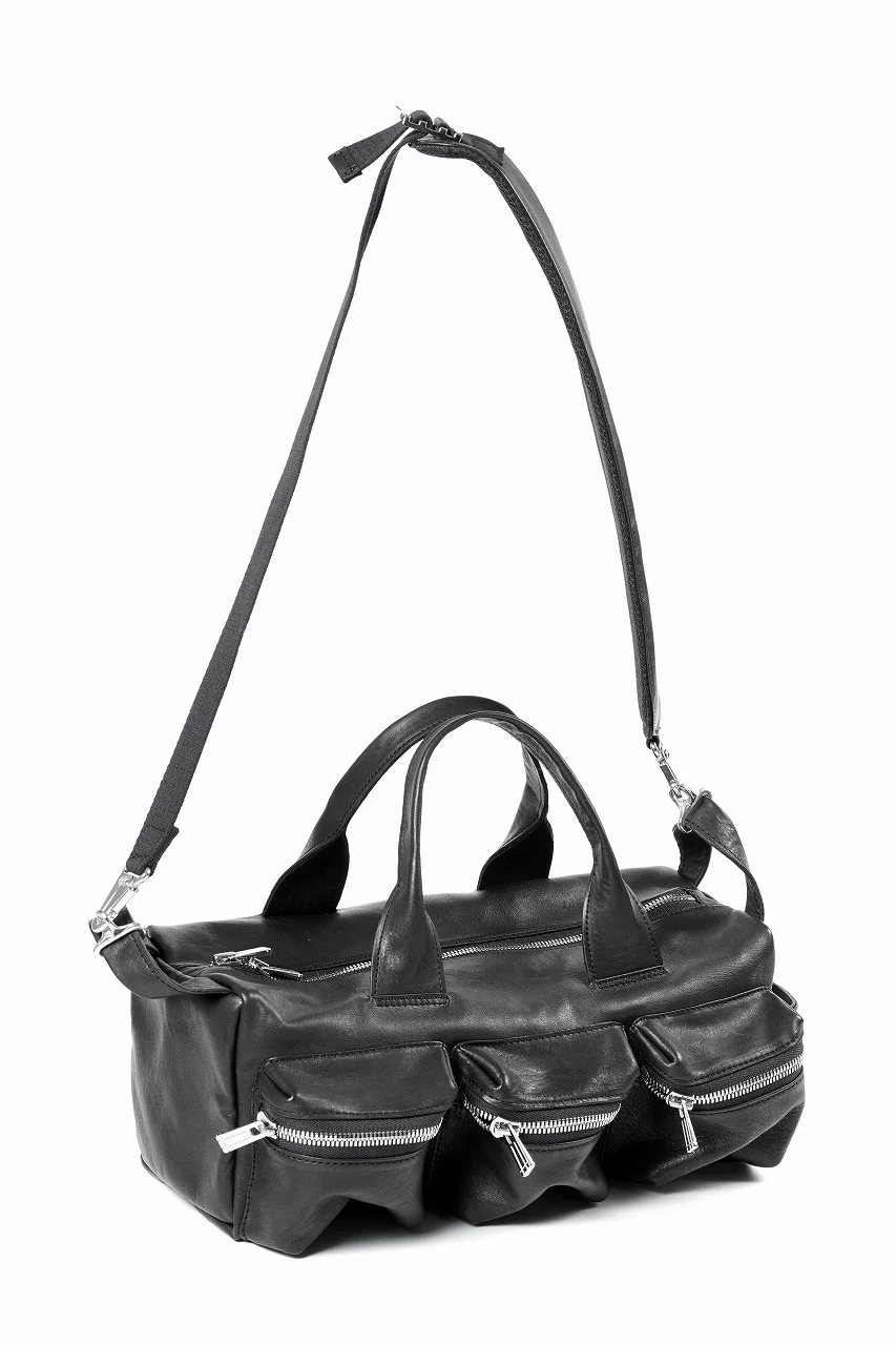 Portaille GP22 MILITARY BOSTON BAG / ROMA SOFT TANNED HORSE LEATHER (DEEP BLACK) - Image 3