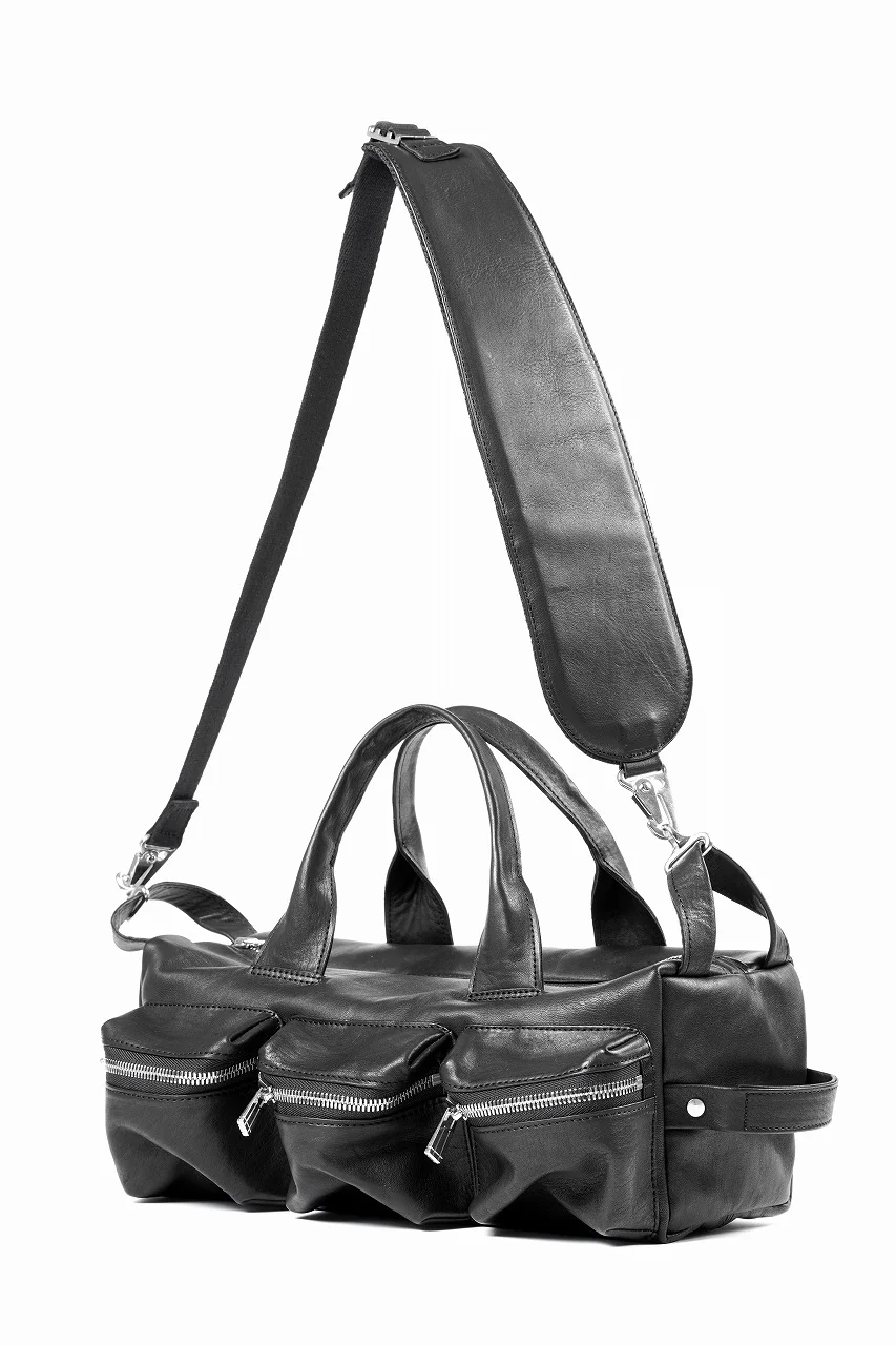Portaille GP22 MILITARY BOSTON BAG / ROMA SOFT TANNED HORSE LEATHER (DEEP BLACK) - Image 4