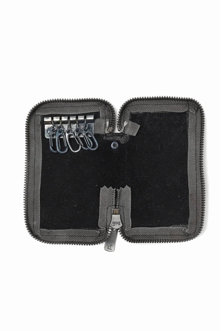 Portaille "Limited Made" ZIP KEY CASE / Oiled Kip handpainted (BLACK) - Image 7