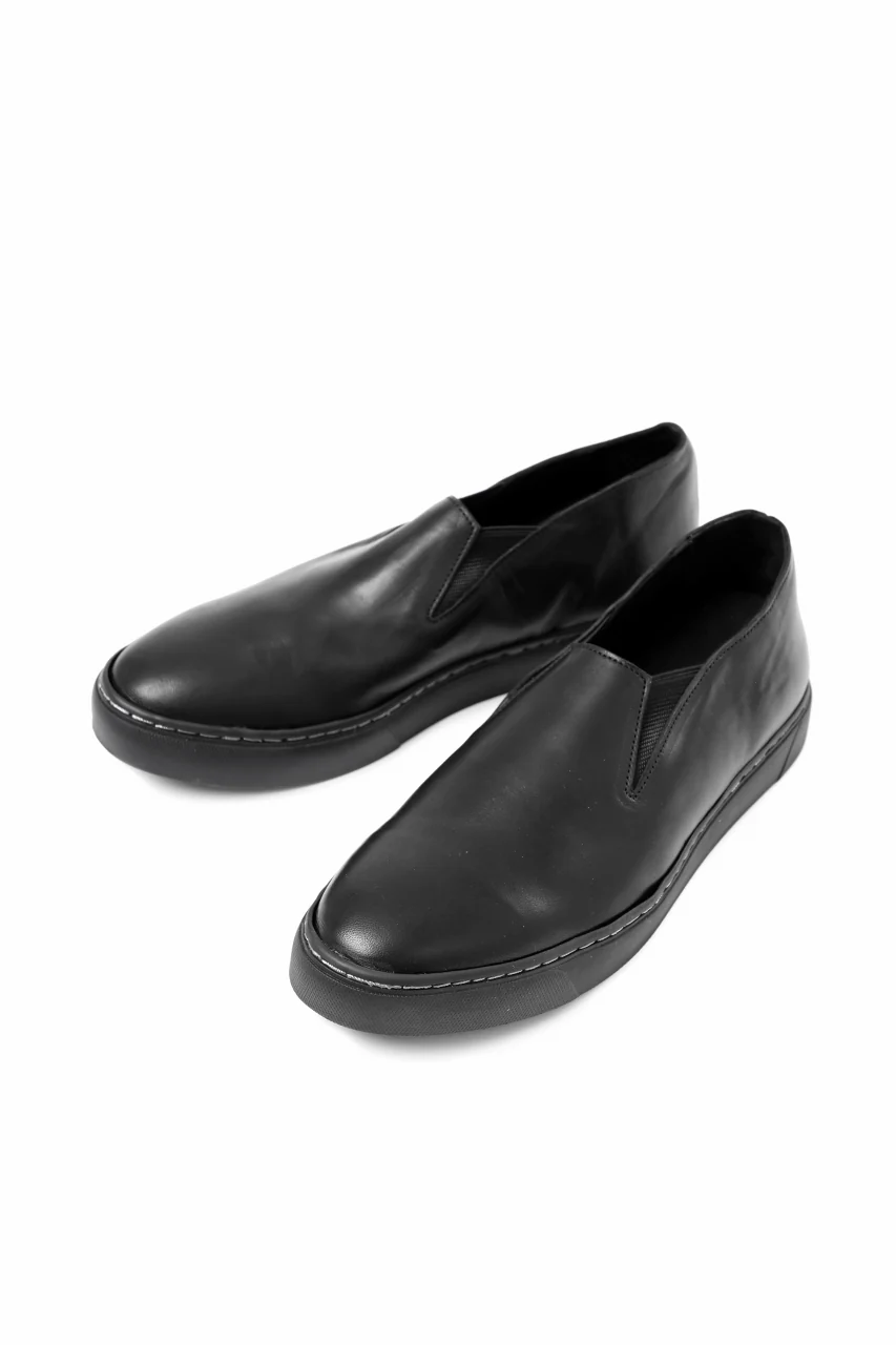 Portaille LOW SLIP SHOES / WAXED HORSE (BLACK x BLACK)