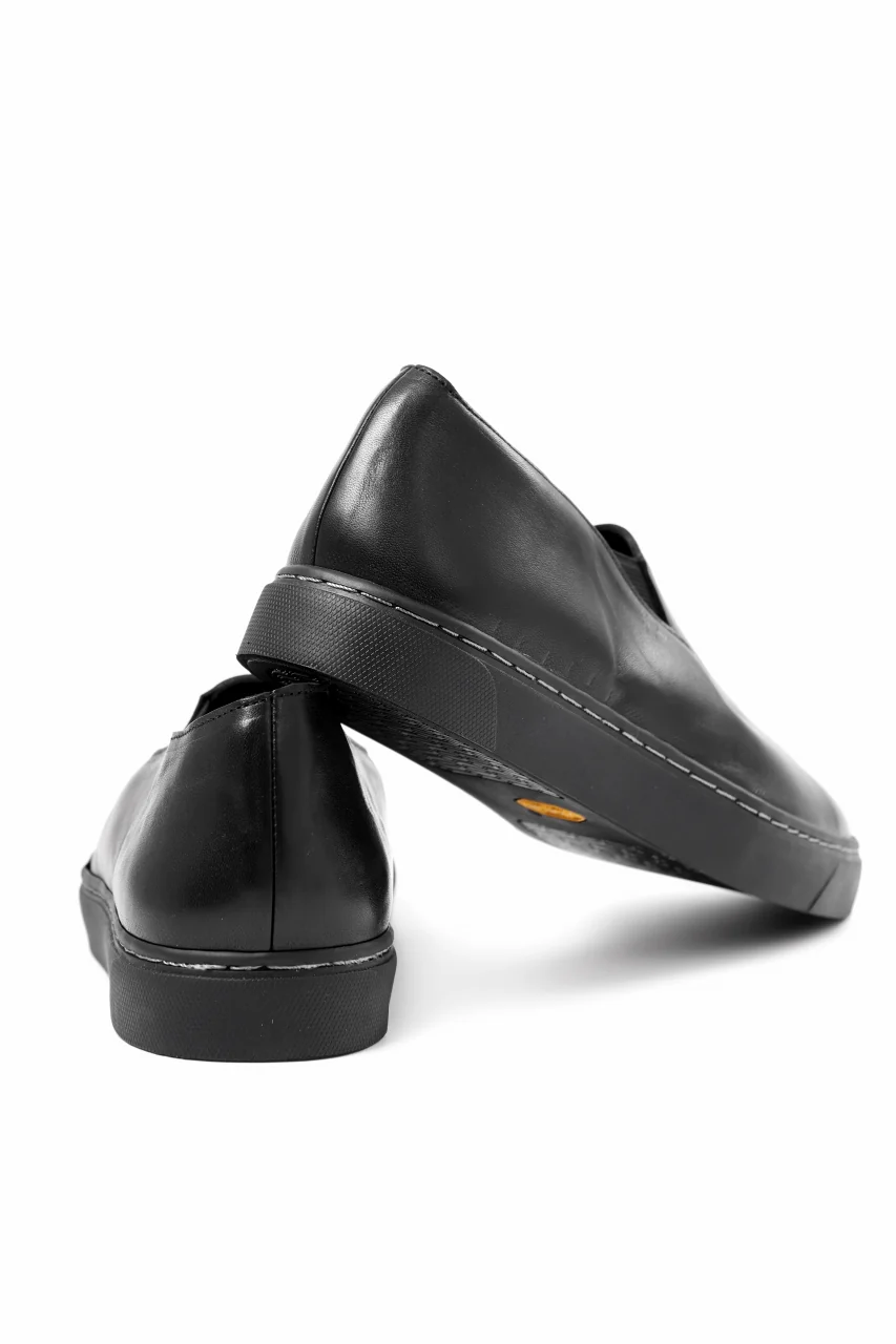 Portaille LOW SLIP SHOES / WAXED HORSE (BLACK x BLACK) - Image 10