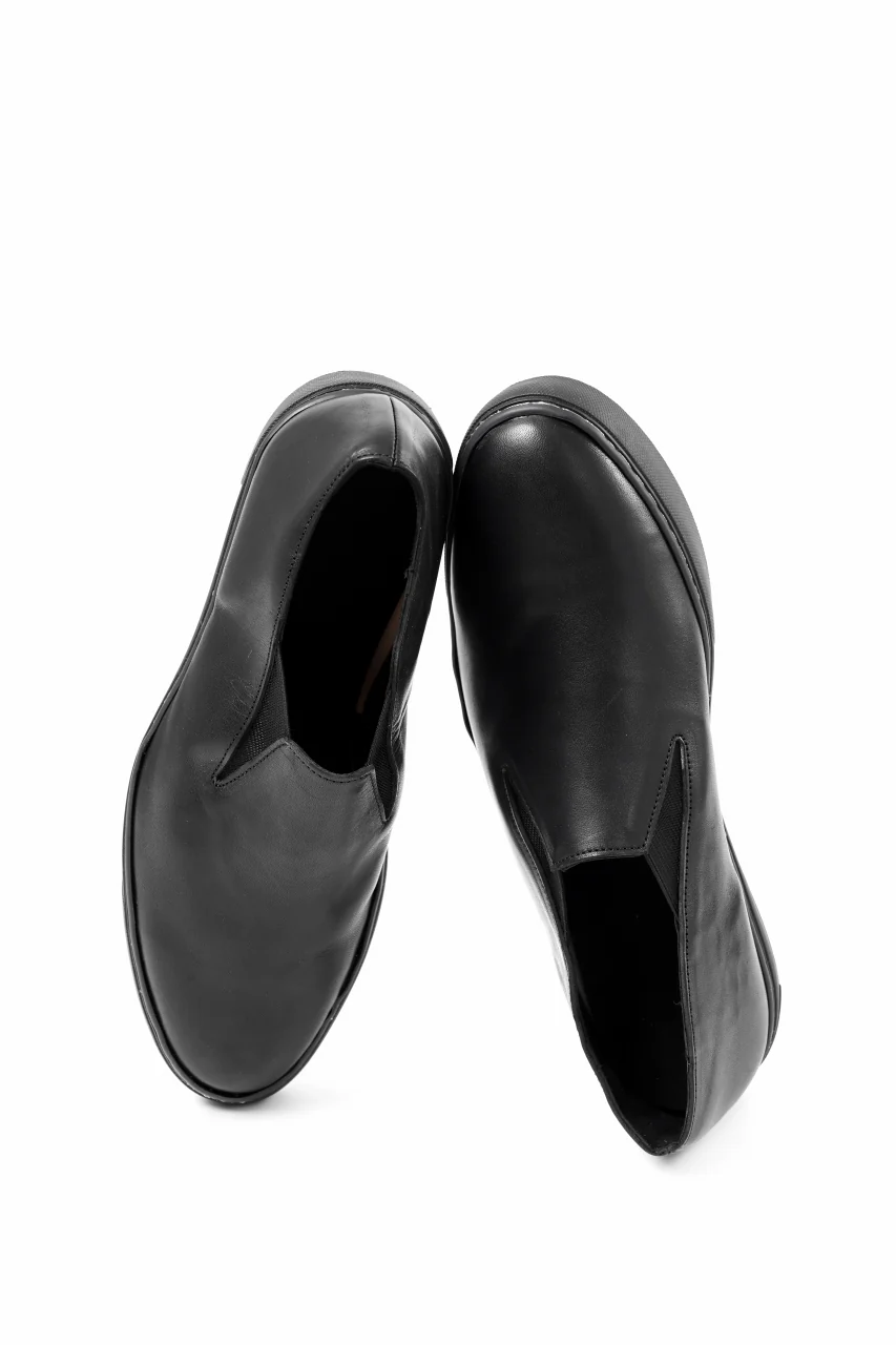 Portaille LOW SLIP SHOES / WAXED HORSE (BLACK x BLACK) - Image 11