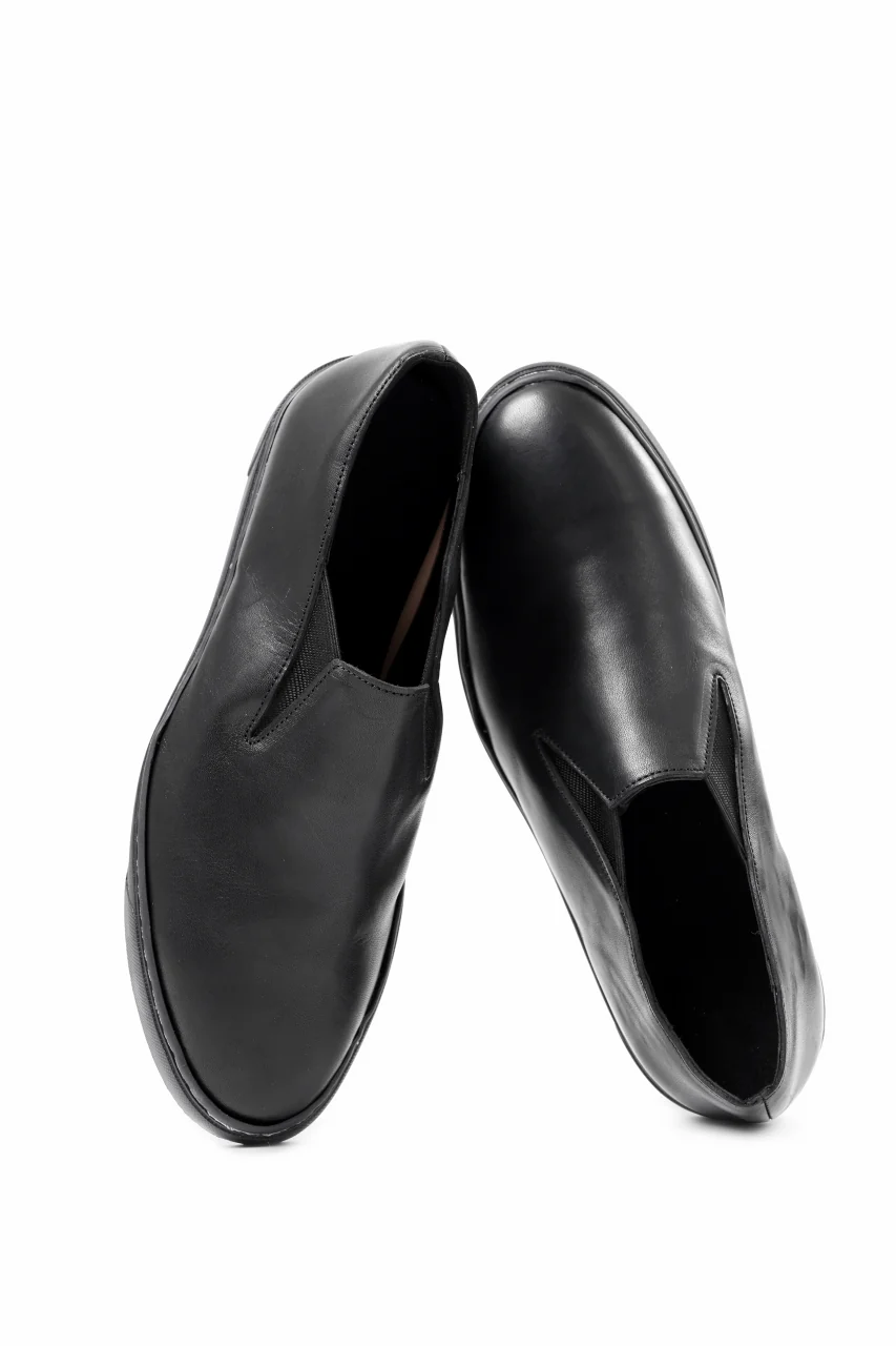 Portaille LOW SLIP SHOES / WAXED HORSE (BLACK x BLACK) - Image 13