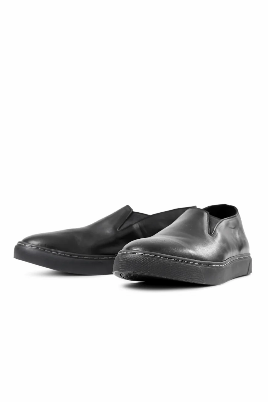 Portaille LOW SLIP SHOES / WAXED HORSE (BLACK x BLACK) - Image 14