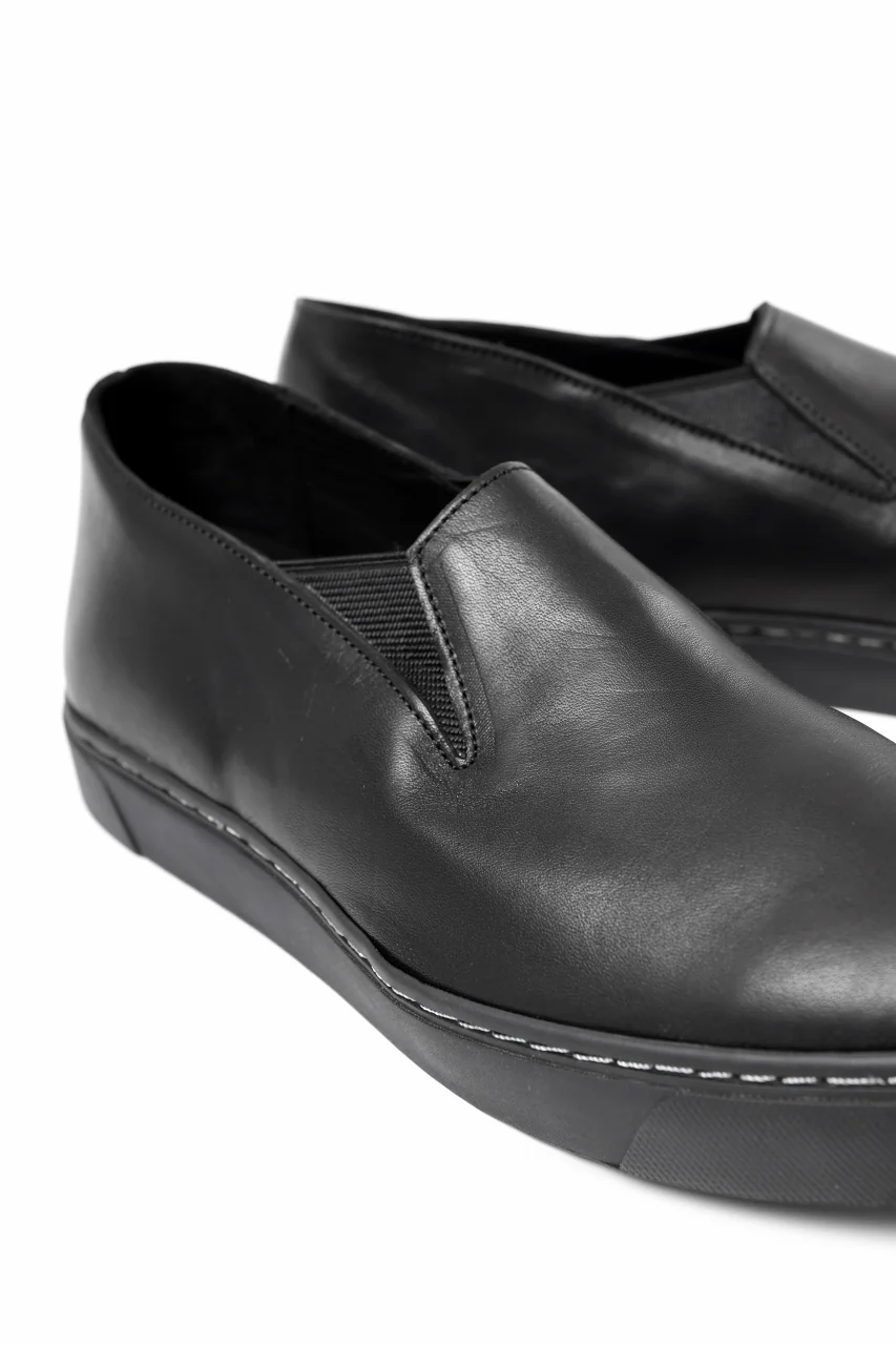 Portaille LOW SLIP SHOES / WAXED HORSE (BLACK x BLACK) - Image 15