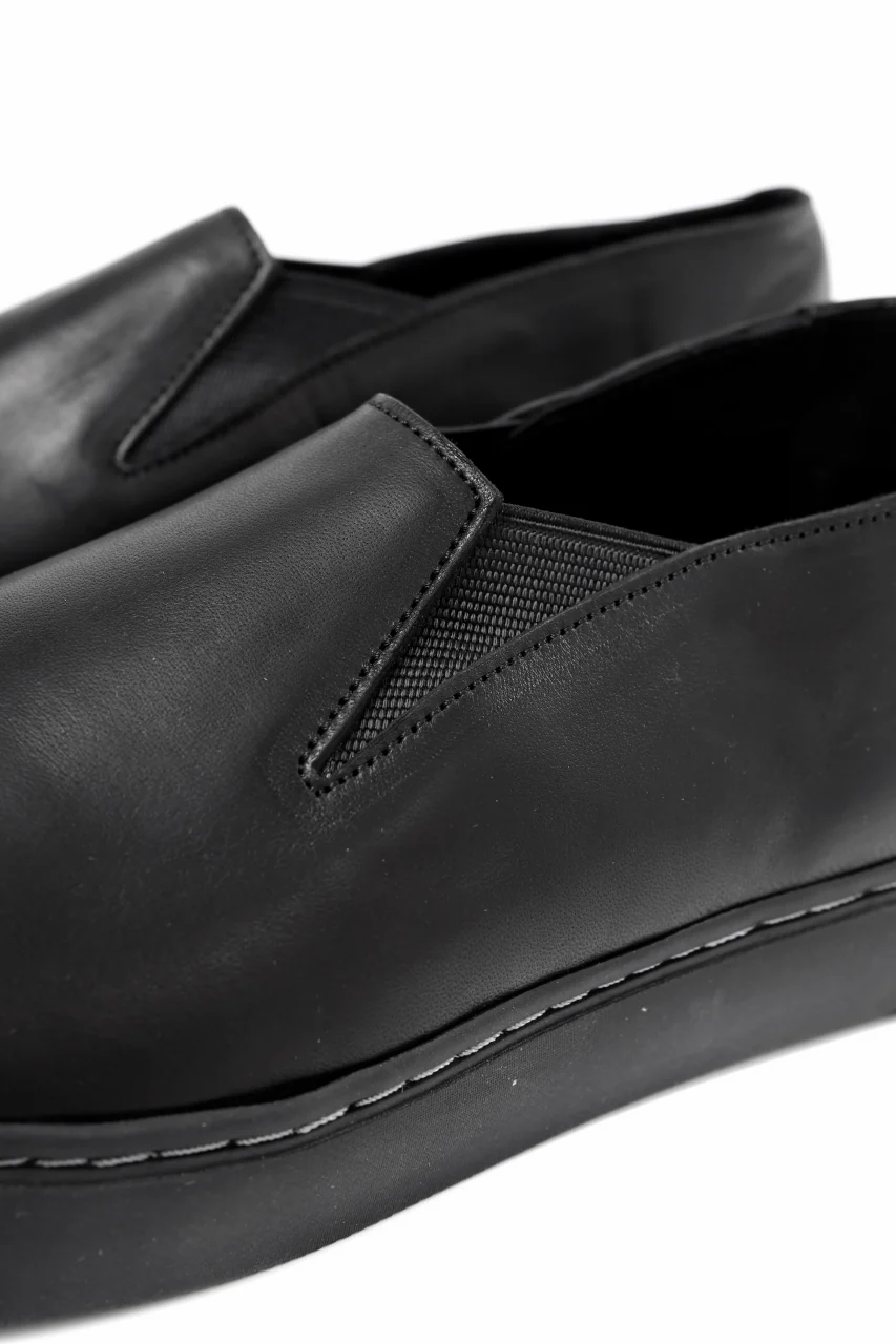 Portaille LOW SLIP SHOES / WAXED HORSE (BLACK x BLACK) - Image 16