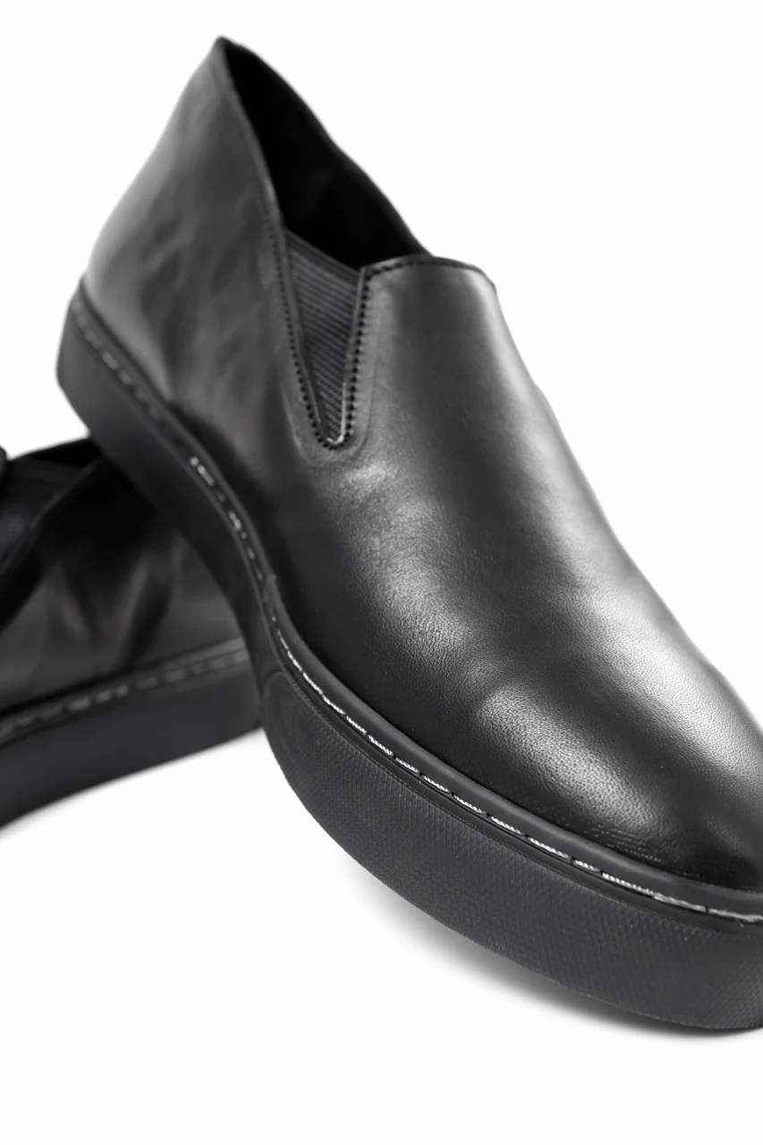Portaille LOW SLIP SHOES / WAXED HORSE (BLACK x BLACK) - Image 18