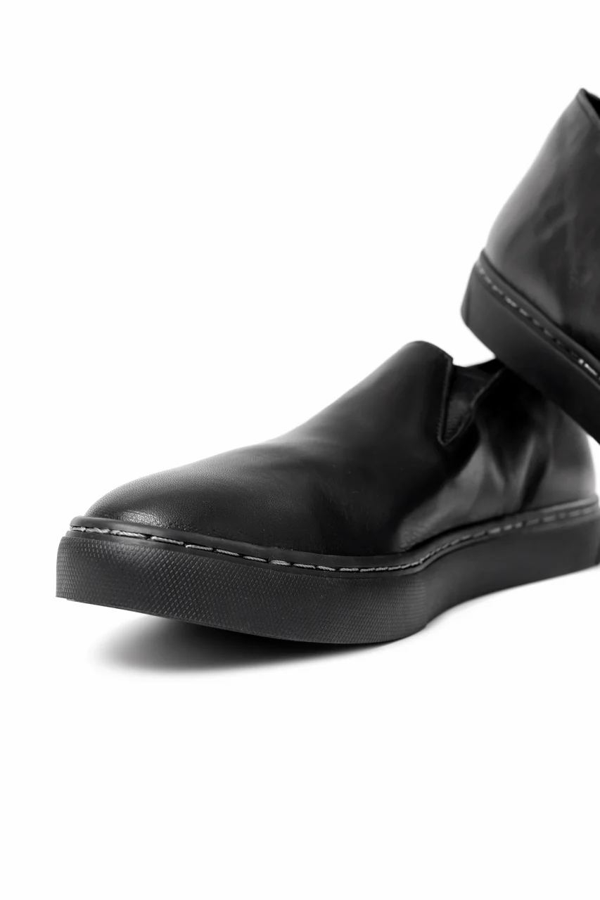 Portaille LOW SLIP SHOES / WAXED HORSE (BLACK x BLACK) - Image 19