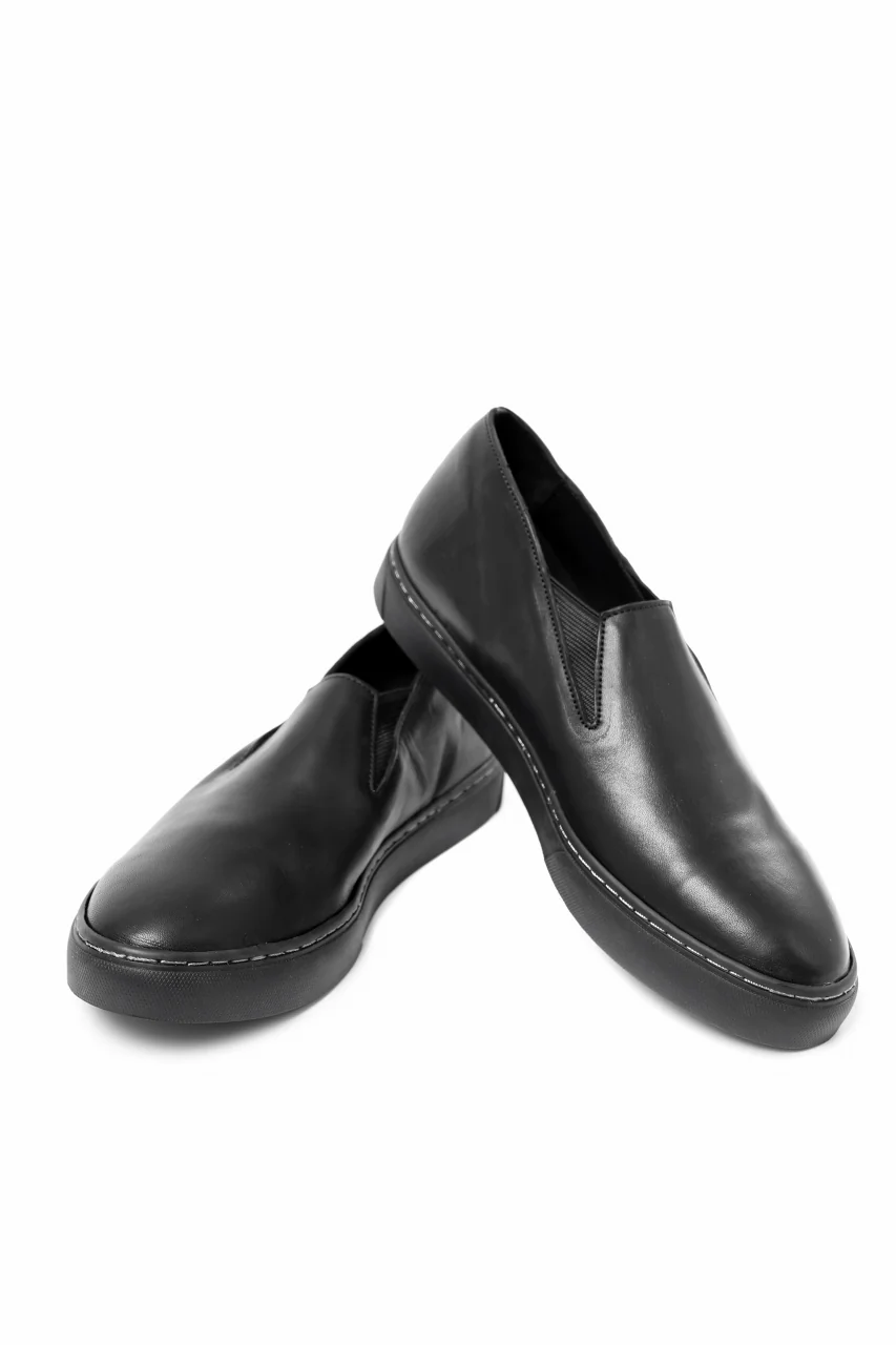 Portaille LOW SLIP SHOES / WAXED HORSE (BLACK x BLACK) - Image 2