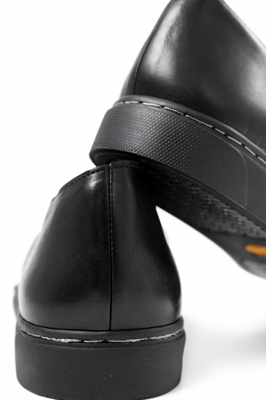 Portaille LOW SLIP SHOES / WAXED HORSE (BLACK x BLACK) - Image 22