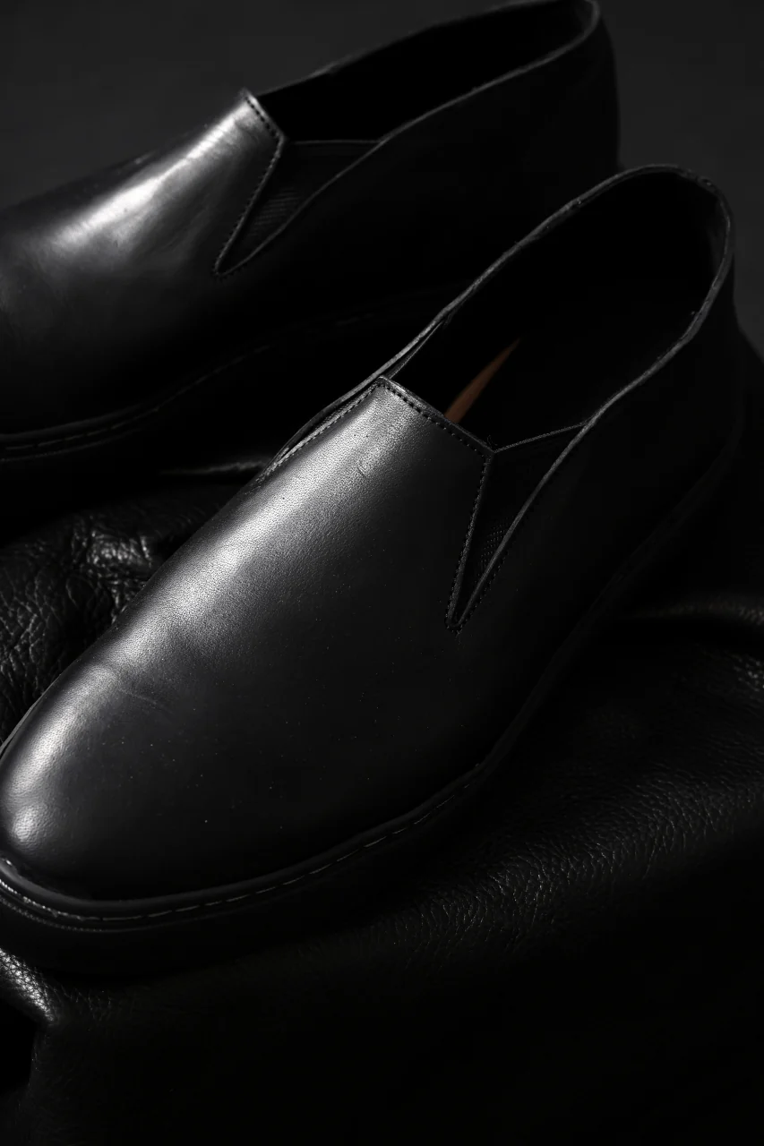 Portaille LOW SLIP SHOES / WAXED HORSE (BLACK x BLACK) - Image 28