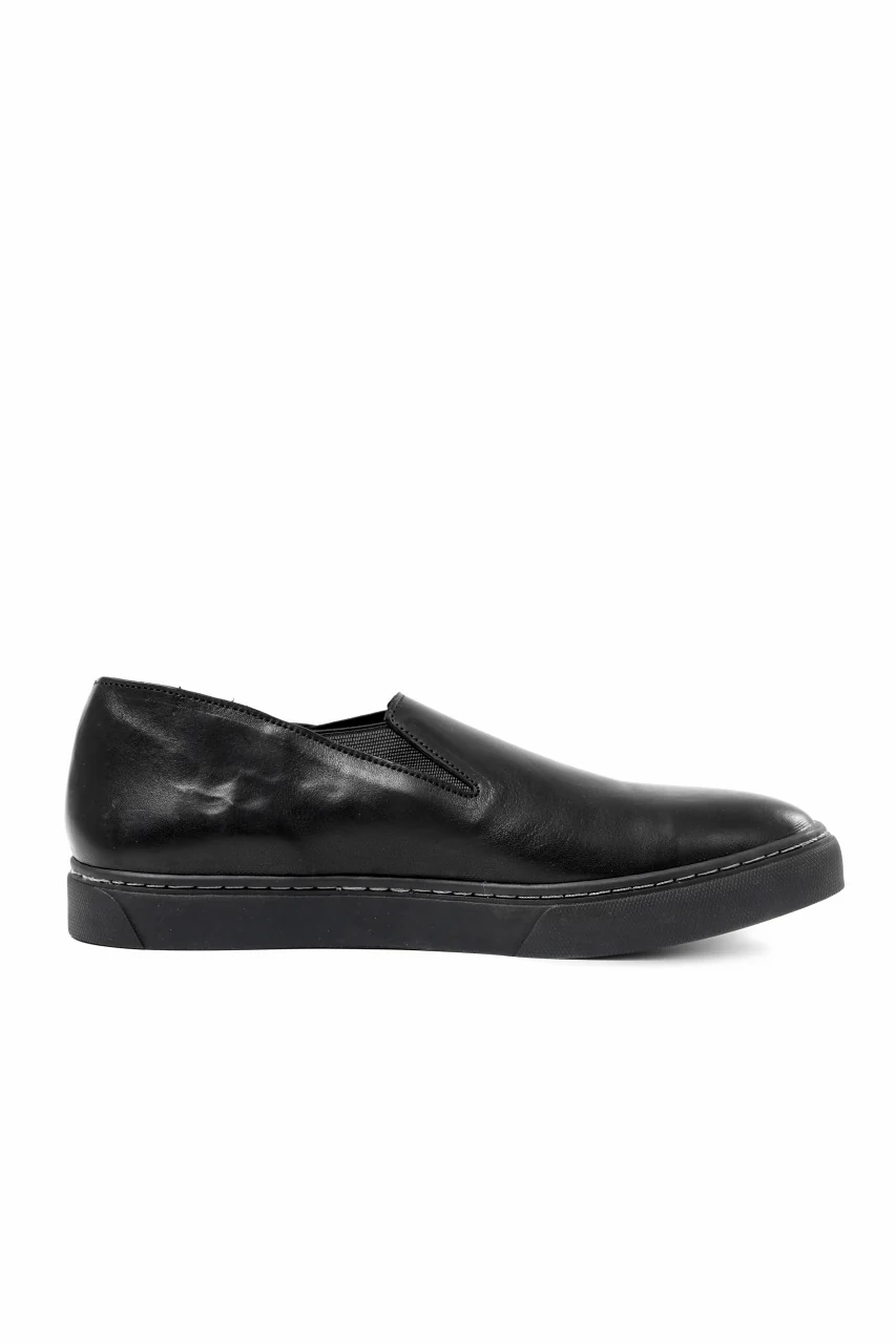 Portaille LOW SLIP SHOES / WAXED HORSE (BLACK x BLACK) - Image 3