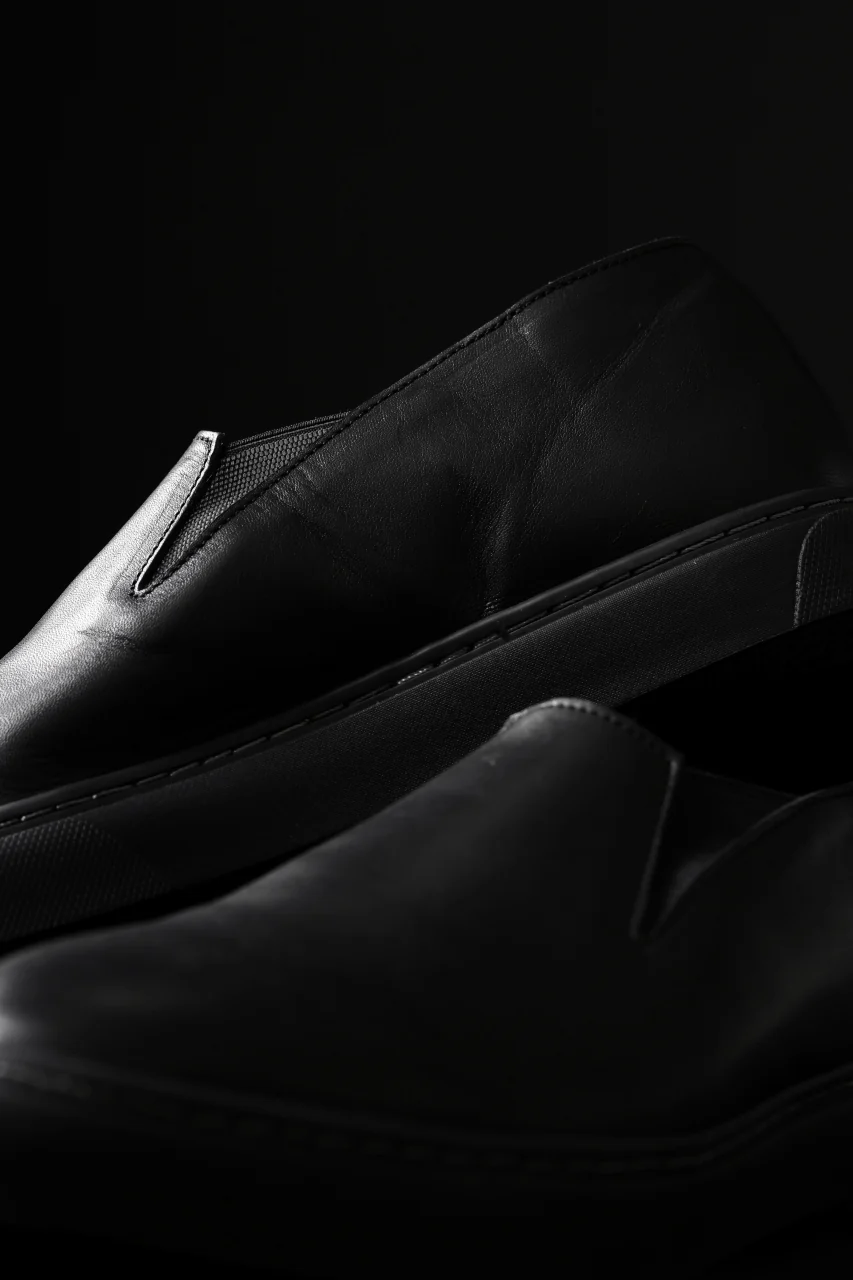 Portaille LOW SLIP SHOES / WAXED HORSE (BLACK x BLACK) - Image 30