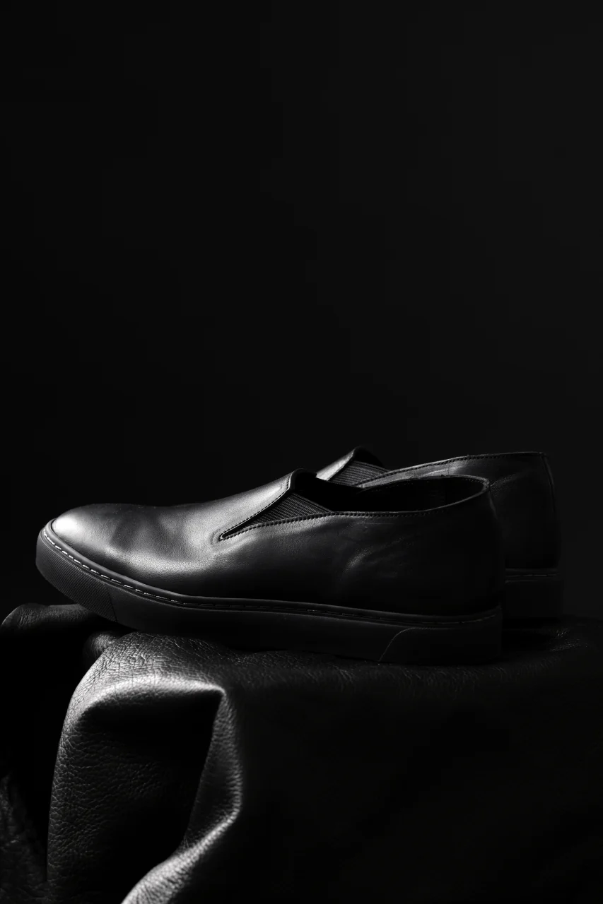 Portaille LOW SLIP SHOES / WAXED HORSE (BLACK x BLACK) - Image 32