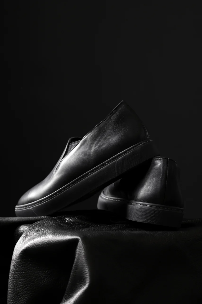 Portaille LOW SLIP SHOES / WAXED HORSE (BLACK x BLACK) - Image 33