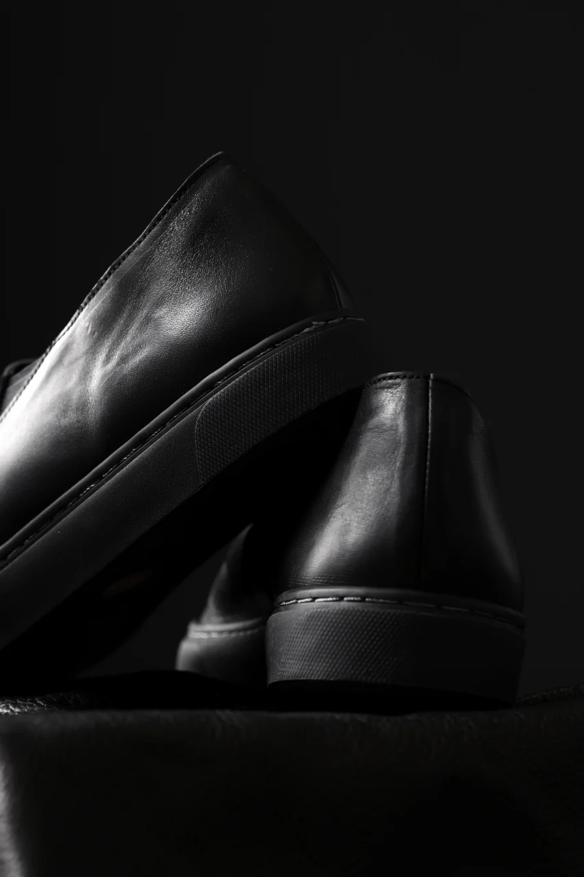 Portaille LOW SLIP SHOES / WAXED HORSE (BLACK x BLACK) - Image 34
