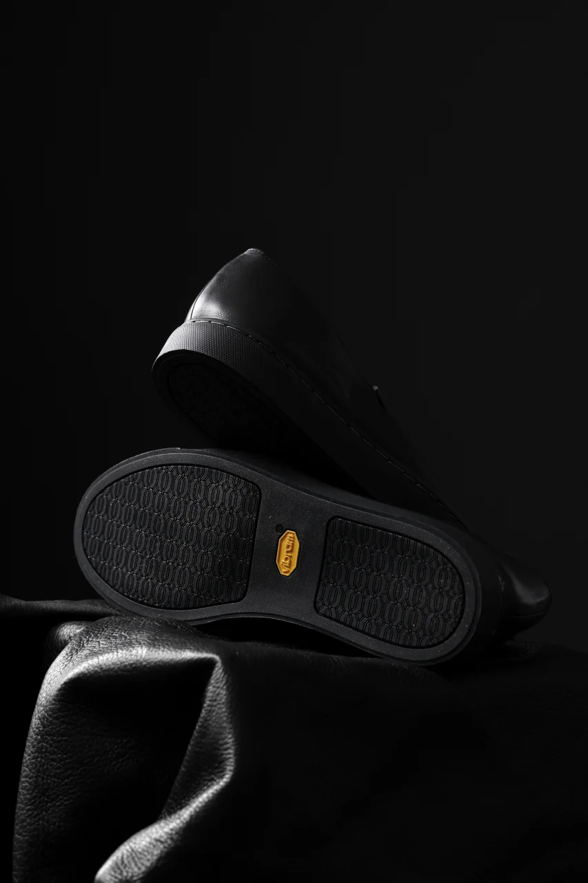 Portaille LOW SLIP SHOES / WAXED HORSE (BLACK x BLACK) - Image 37