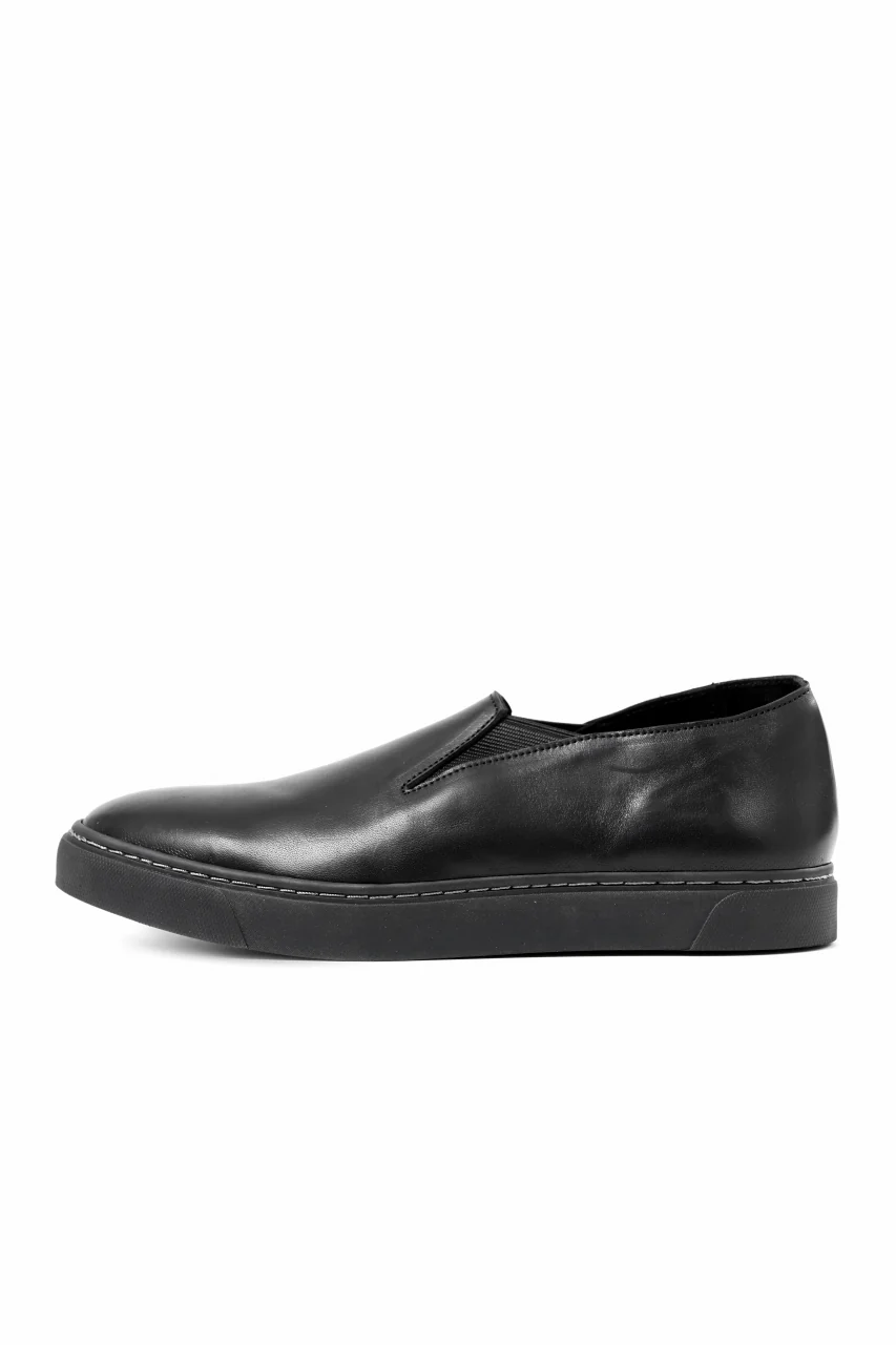 Portaille LOW SLIP SHOES / WAXED HORSE (BLACK x BLACK) - Image 4