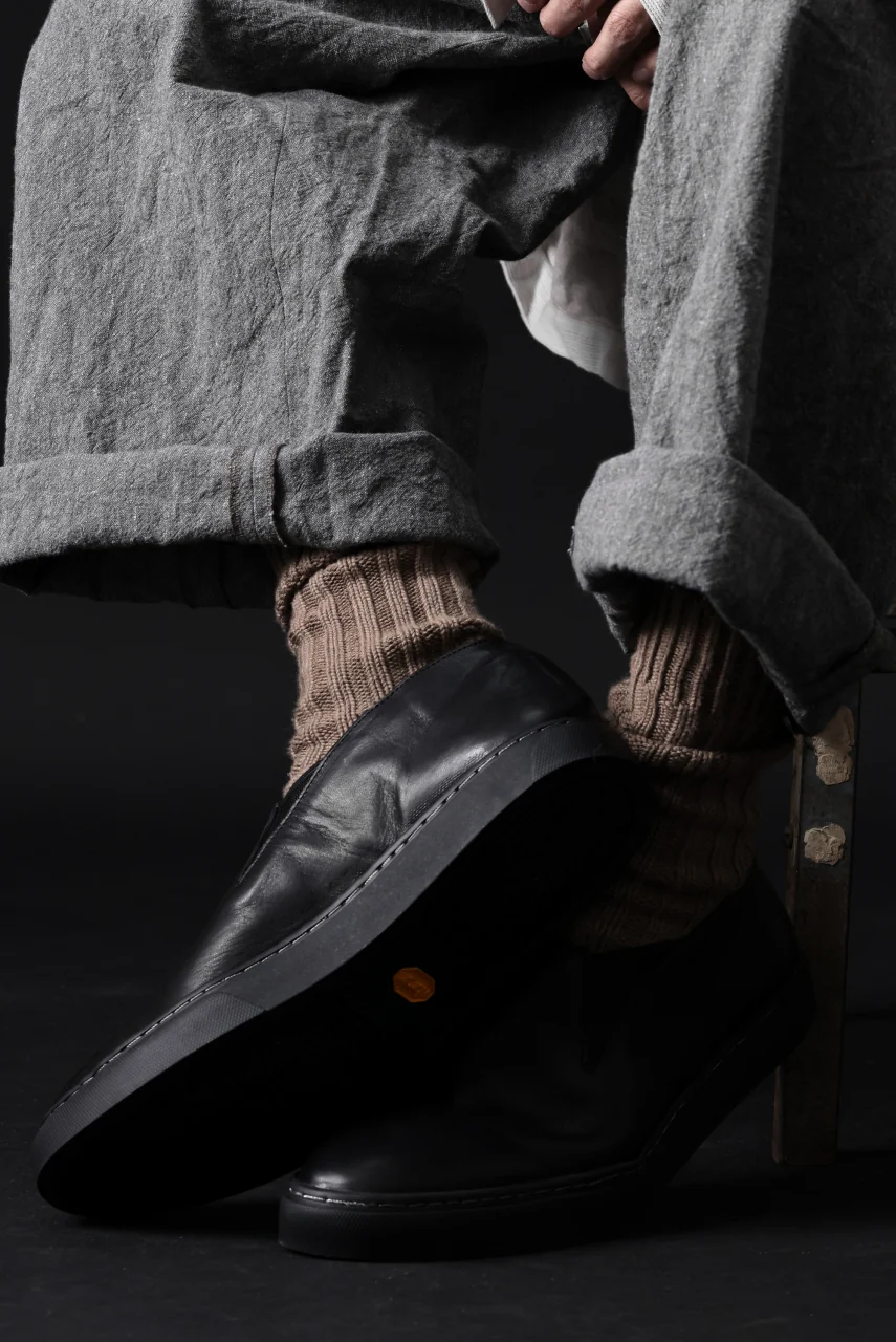 Portaille LOW SLIP SHOES / WAXED HORSE (BLACK x BLACK) - Image 43