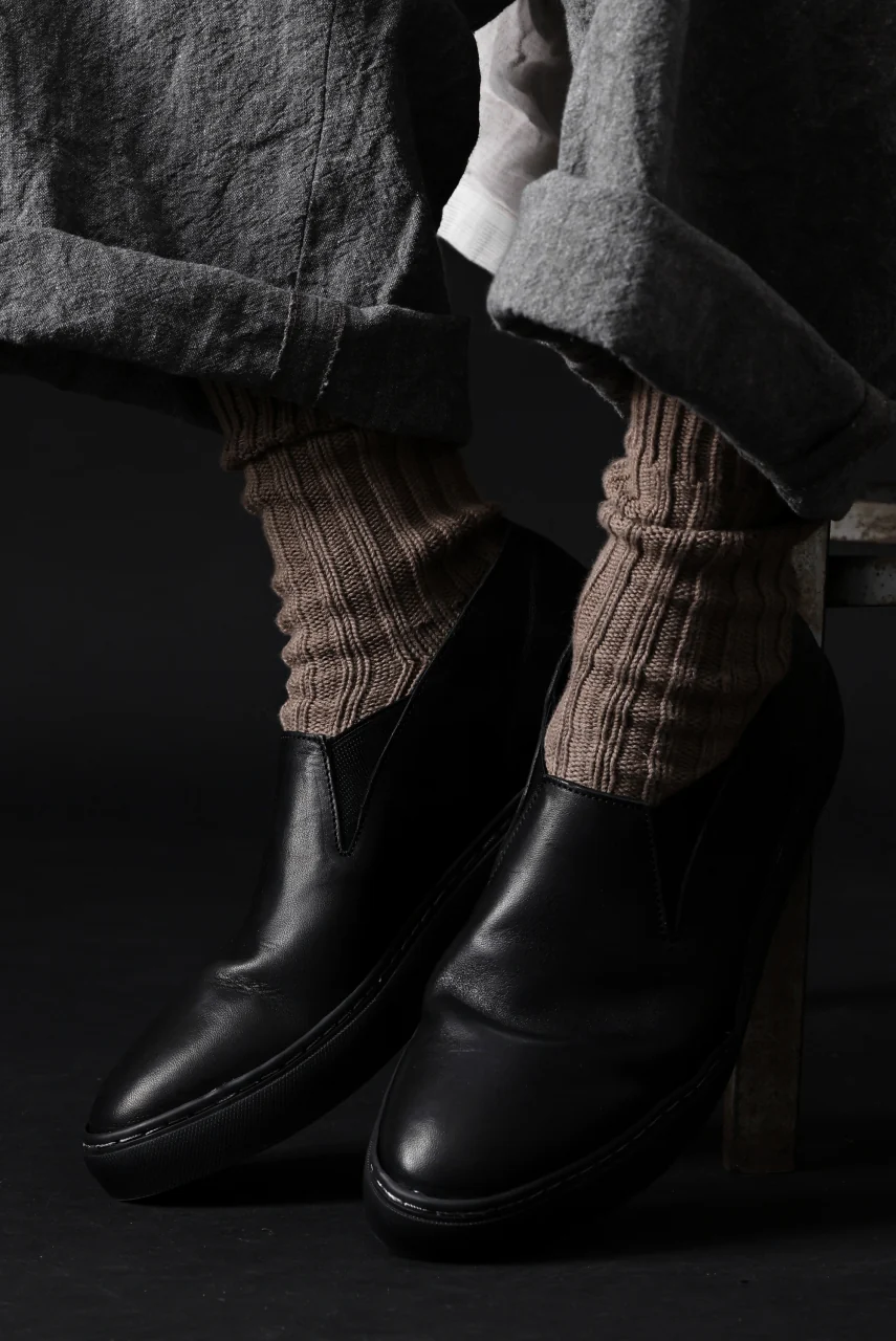 Portaille LOW SLIP SHOES / WAXED HORSE (BLACK x BLACK) - Image 44