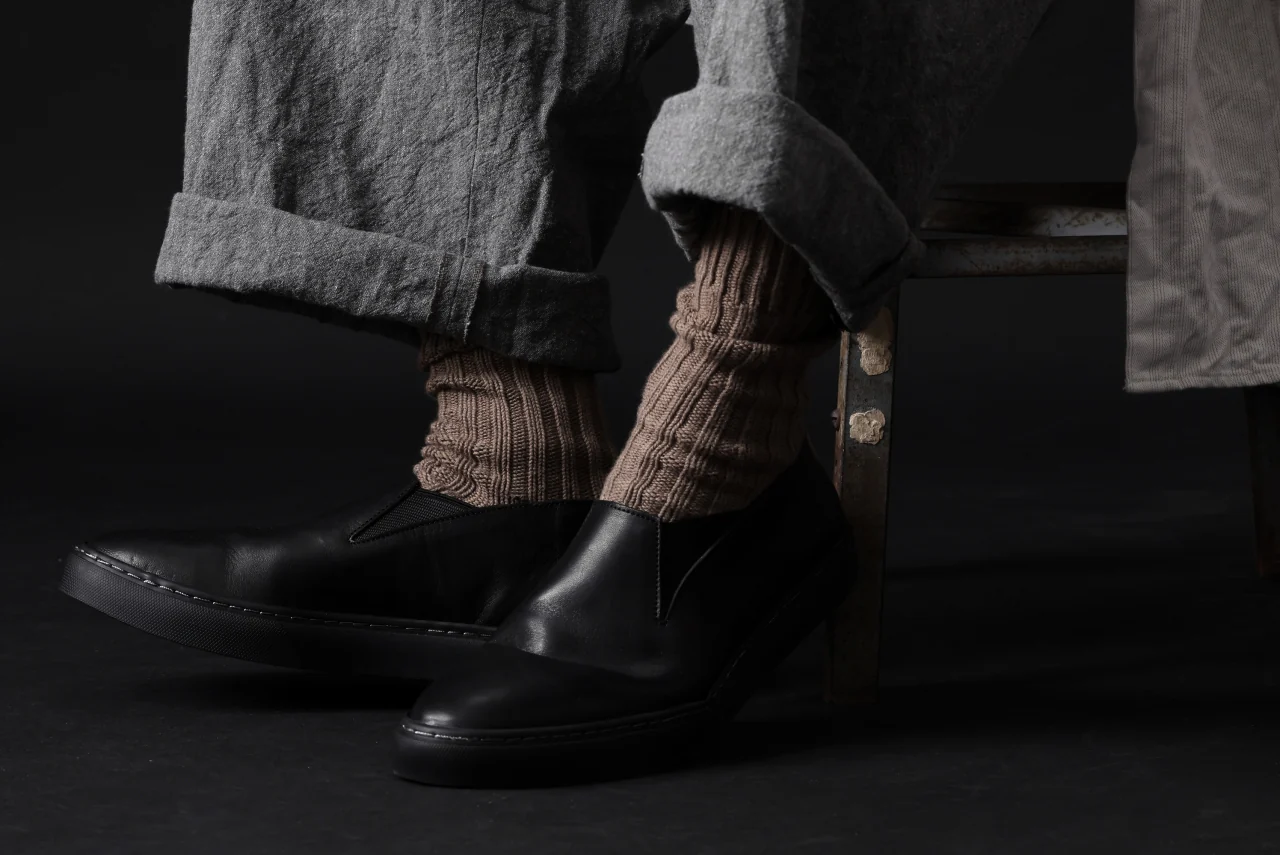 Portaille LOW SLIP SHOES / WAXED HORSE (BLACK x BLACK) - Image 45