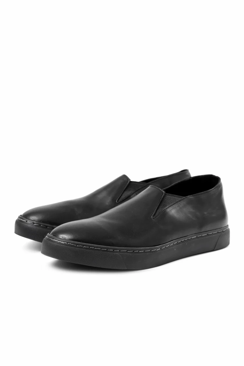 Portaille LOW SLIP SHOES / WAXED HORSE (BLACK x BLACK) - Image 5