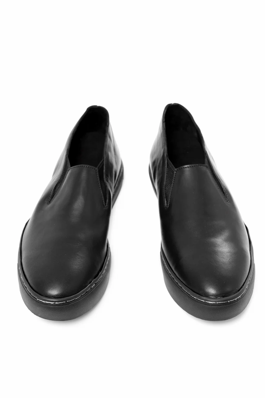 Portaille LOW SLIP SHOES / WAXED HORSE (BLACK x BLACK) - Image 6
