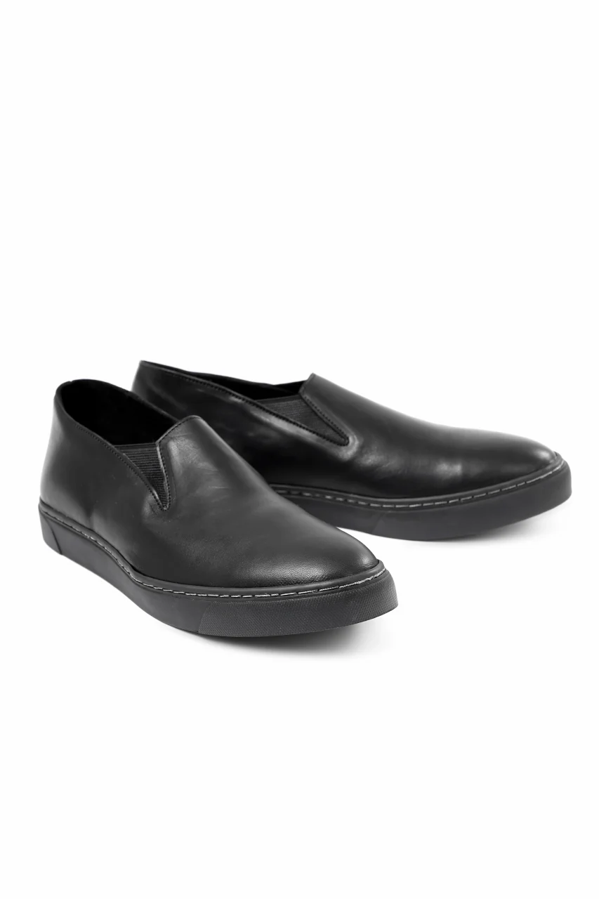 Portaille LOW SLIP SHOES / WAXED HORSE (BLACK x BLACK) - Image 7