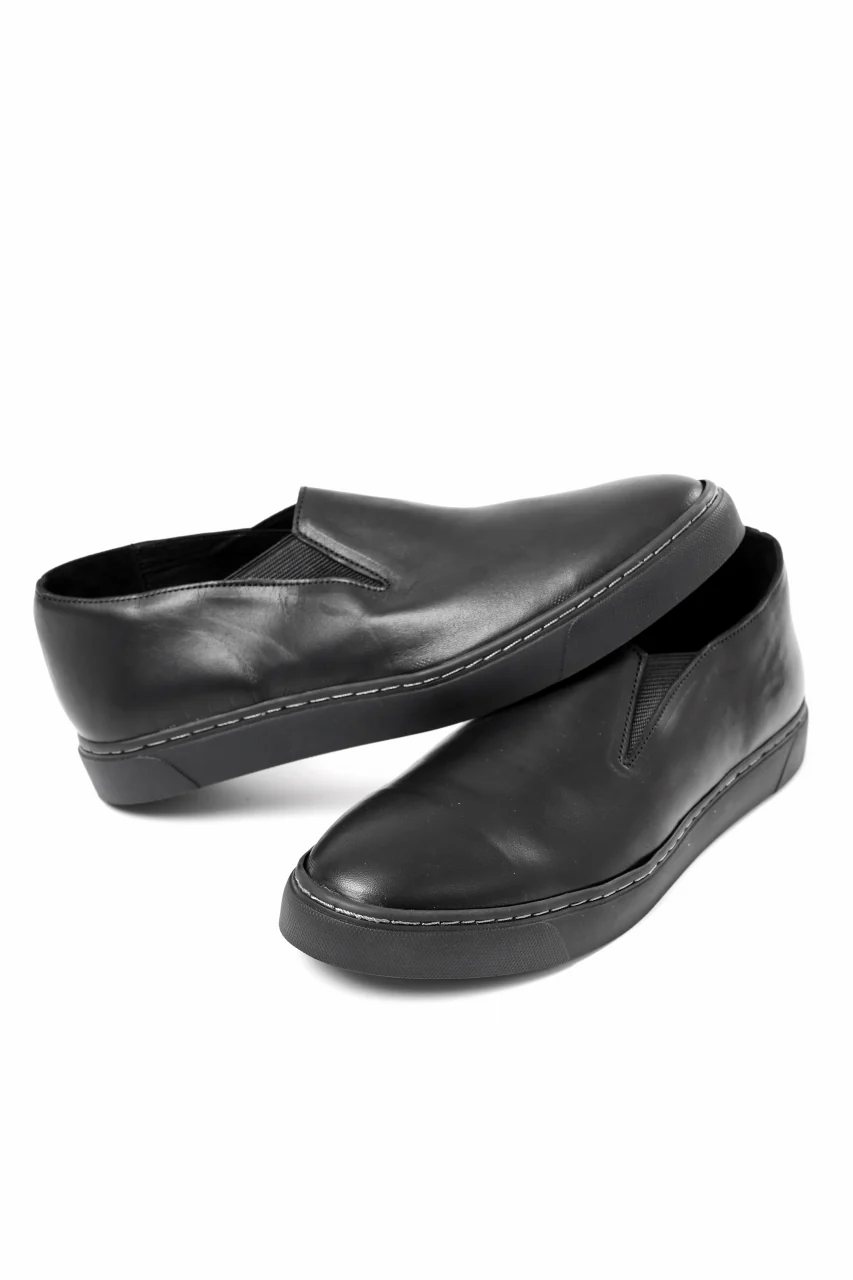 Portaille LOW SLIP SHOES / WAXED HORSE (BLACK x BLACK) - Image 8