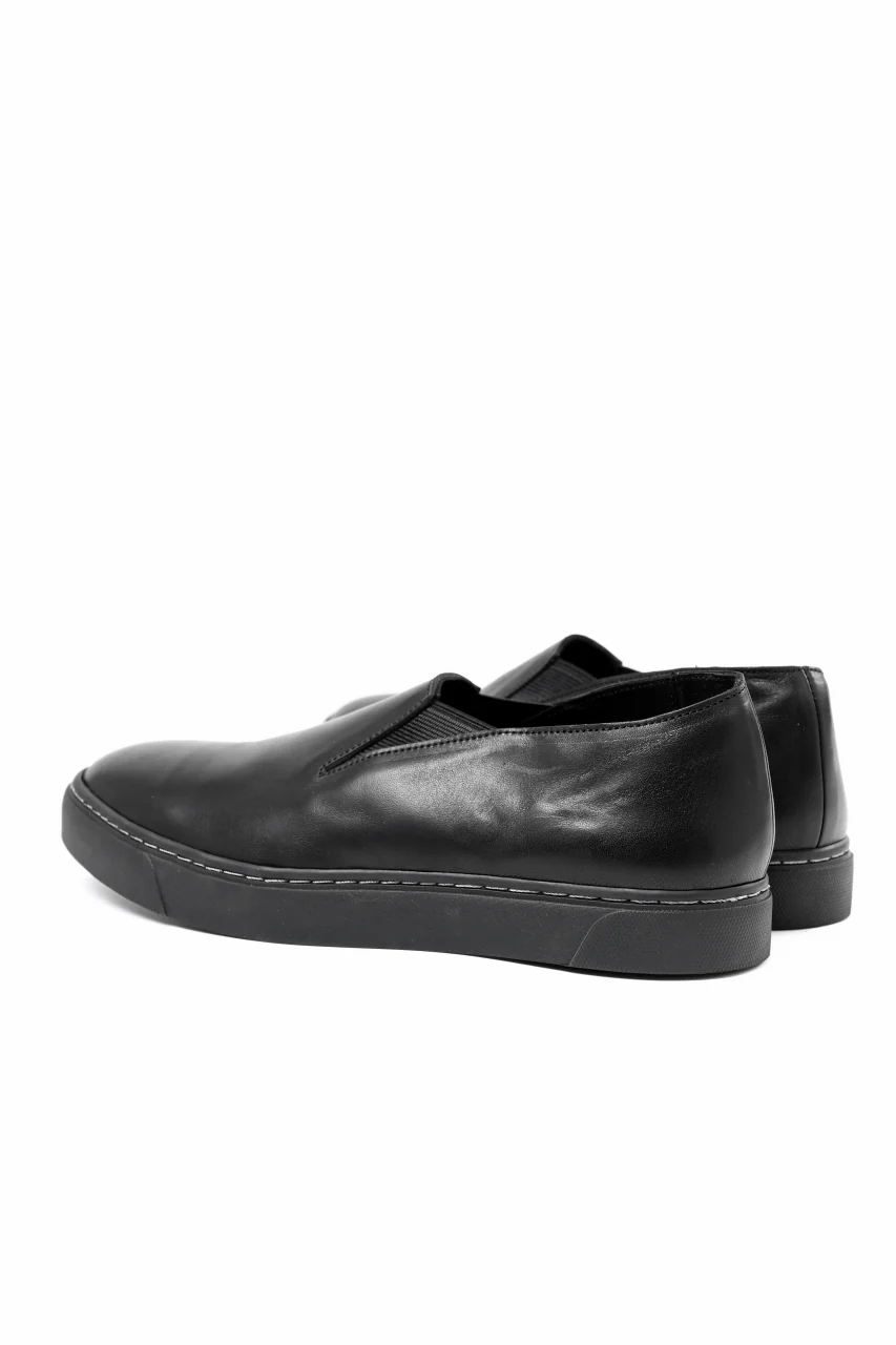 Portaille LOW SLIP SHOES / WAXED HORSE (BLACK x BLACK) - Image 9