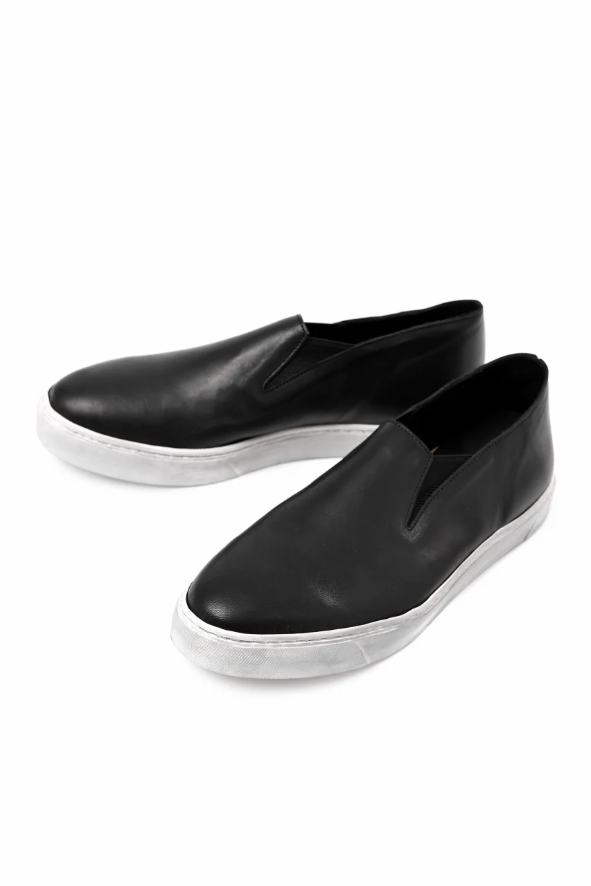Portaille LOW SLIP SHOES / WAXED HORSE (BLACK x DUST WHITE)
