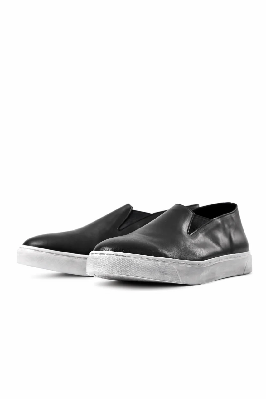 Portaille LOW SLIP SHOES / WAXED HORSE (BLACK x DUST WHITE) - Image 10