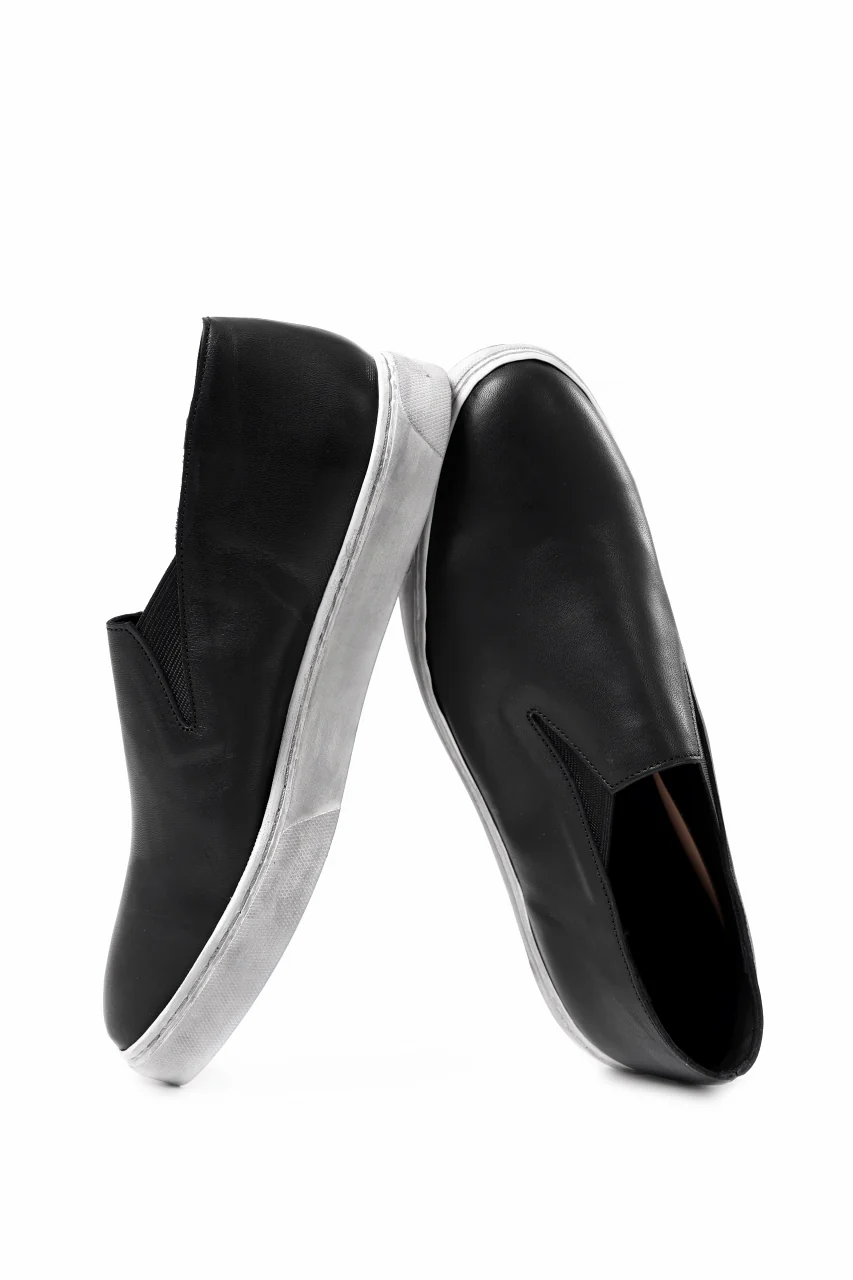 Portaille LOW SLIP SHOES / WAXED HORSE (BLACK x DUST WHITE) - Image 12