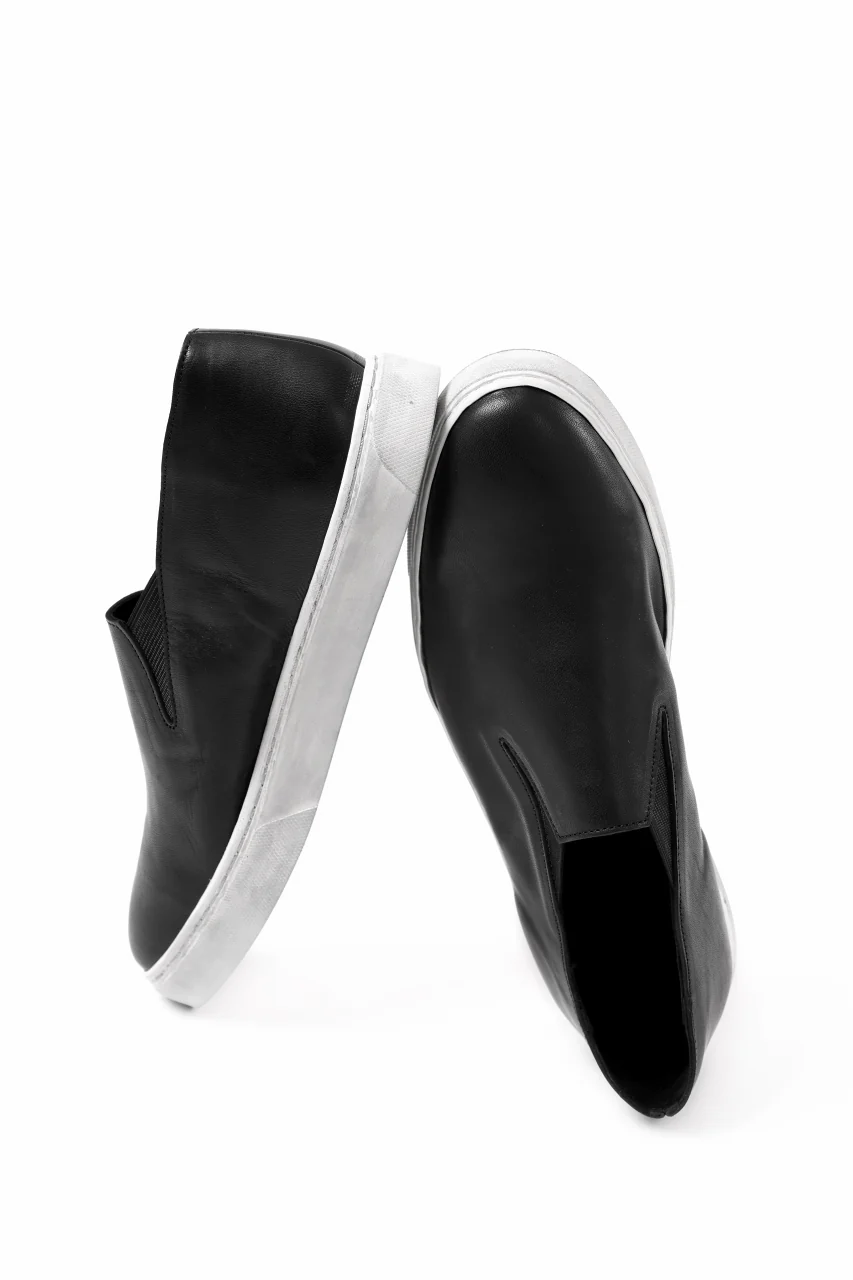 Portaille LOW SLIP SHOES / WAXED HORSE (BLACK x DUST WHITE) - Image 13