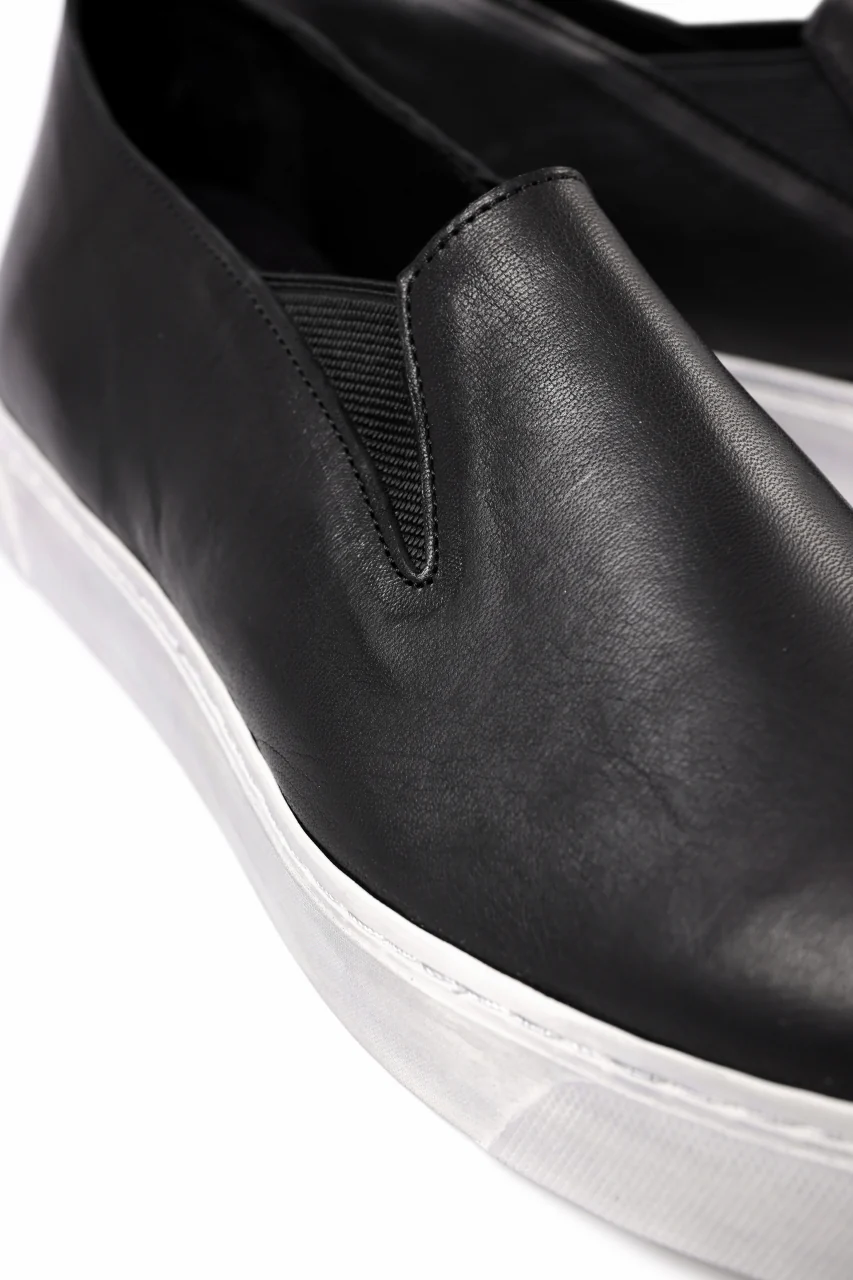 Portaille LOW SLIP SHOES / WAXED HORSE (BLACK x DUST WHITE) - Image 14