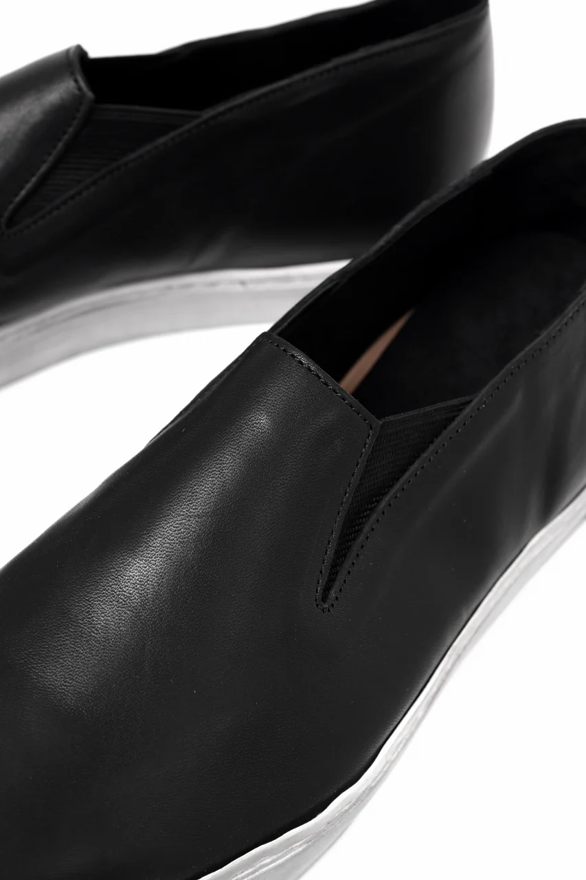 Portaille LOW SLIP SHOES / WAXED HORSE (BLACK x DUST WHITE) - Image 15