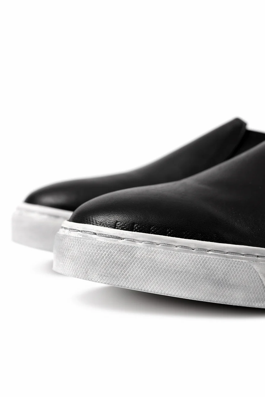 Portaille LOW SLIP SHOES / WAXED HORSE (BLACK x DUST WHITE) - Image 16