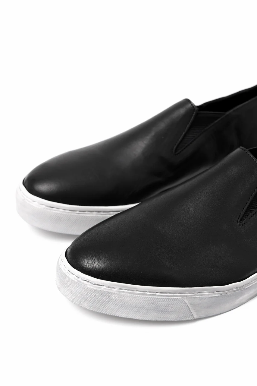 Portaille LOW SLIP SHOES / WAXED HORSE (BLACK x DUST WHITE) - Image 17