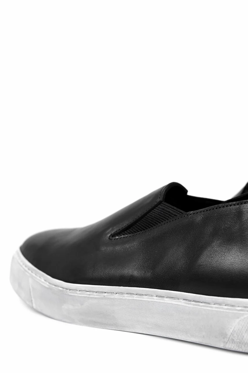 Portaille LOW SLIP SHOES / WAXED HORSE (BLACK x DUST WHITE) - Image 18