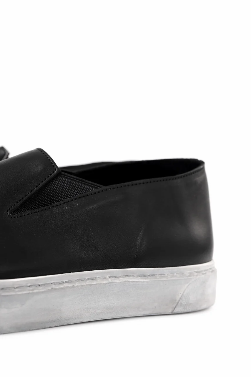 Portaille LOW SLIP SHOES / WAXED HORSE (BLACK x DUST WHITE) - Image 19
