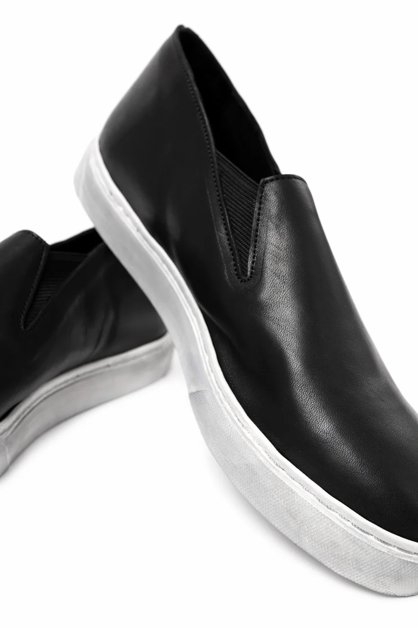 Portaille LOW SLIP SHOES / WAXED HORSE (BLACK x DUST WHITE) - Image 22