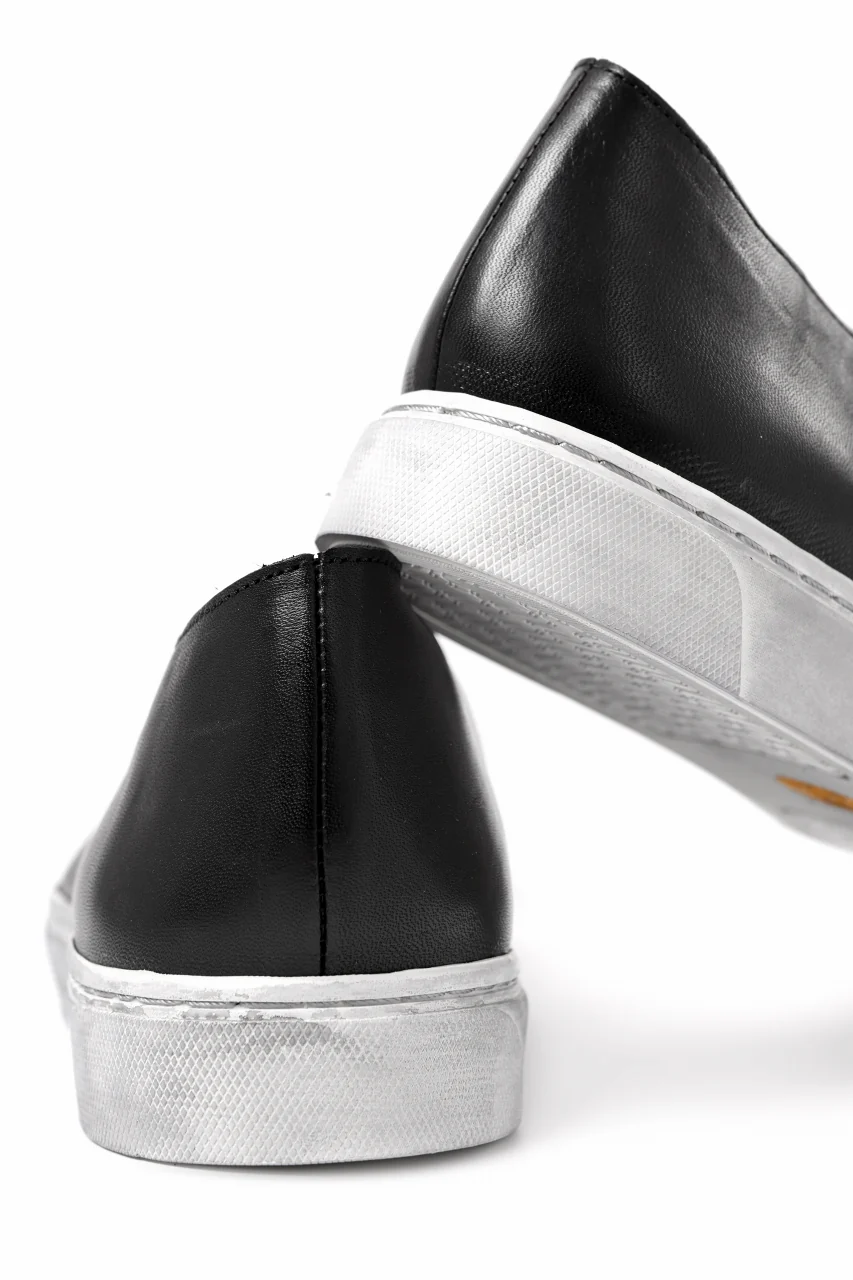 Portaille LOW SLIP SHOES / WAXED HORSE (BLACK x DUST WHITE) - Image 23