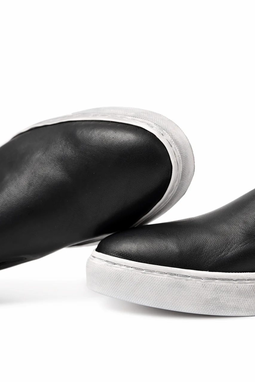Portaille LOW SLIP SHOES / WAXED HORSE (BLACK x DUST WHITE) - Image 24