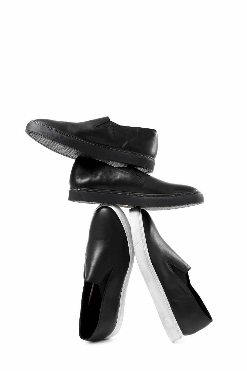 Portaille LOW SLIP SHOES / WAXED HORSE (BLACK x DUST WHITE) - Image 26