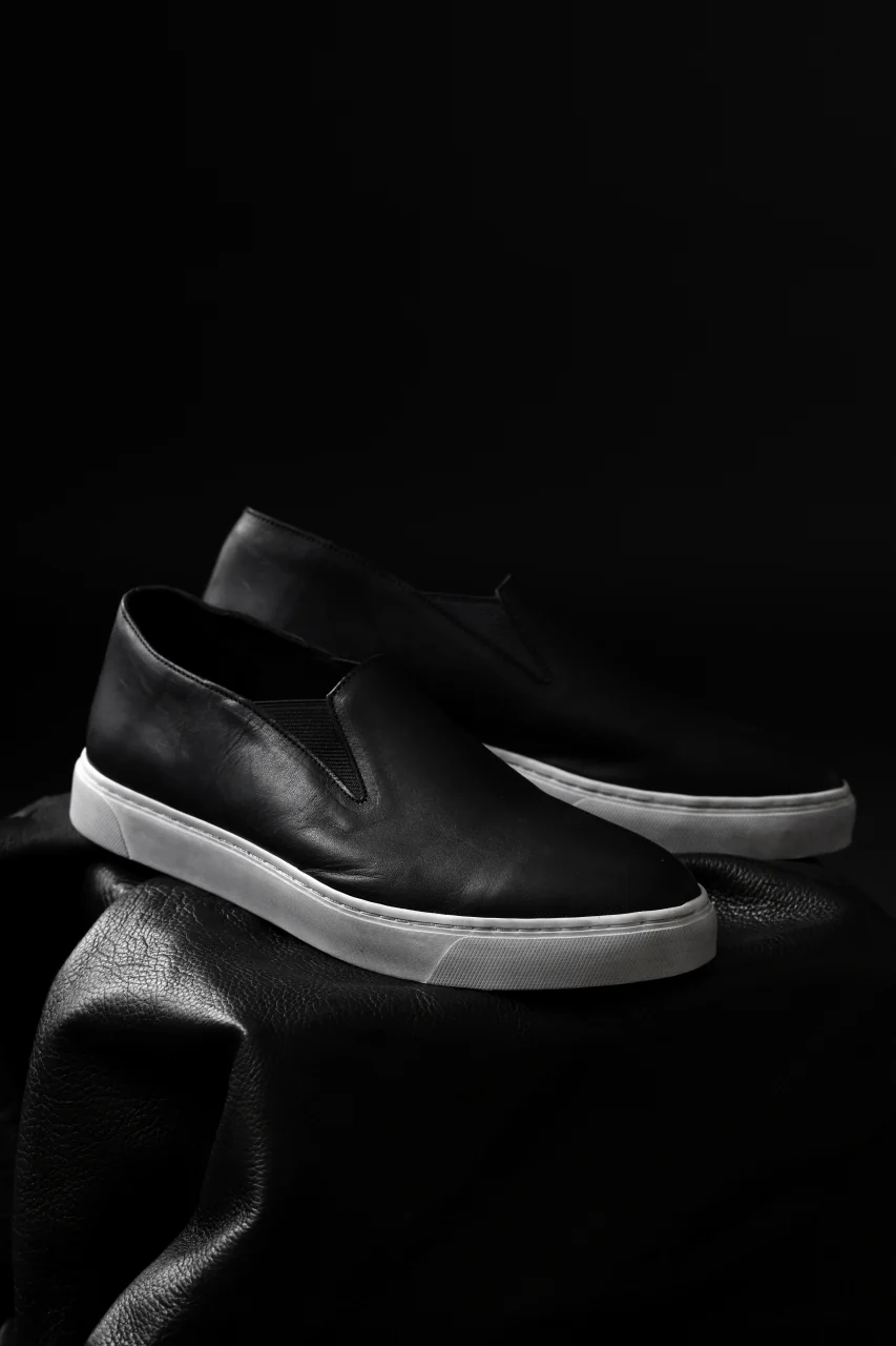 Portaille LOW SLIP SHOES / WAXED HORSE (BLACK x DUST WHITE) - Image 36